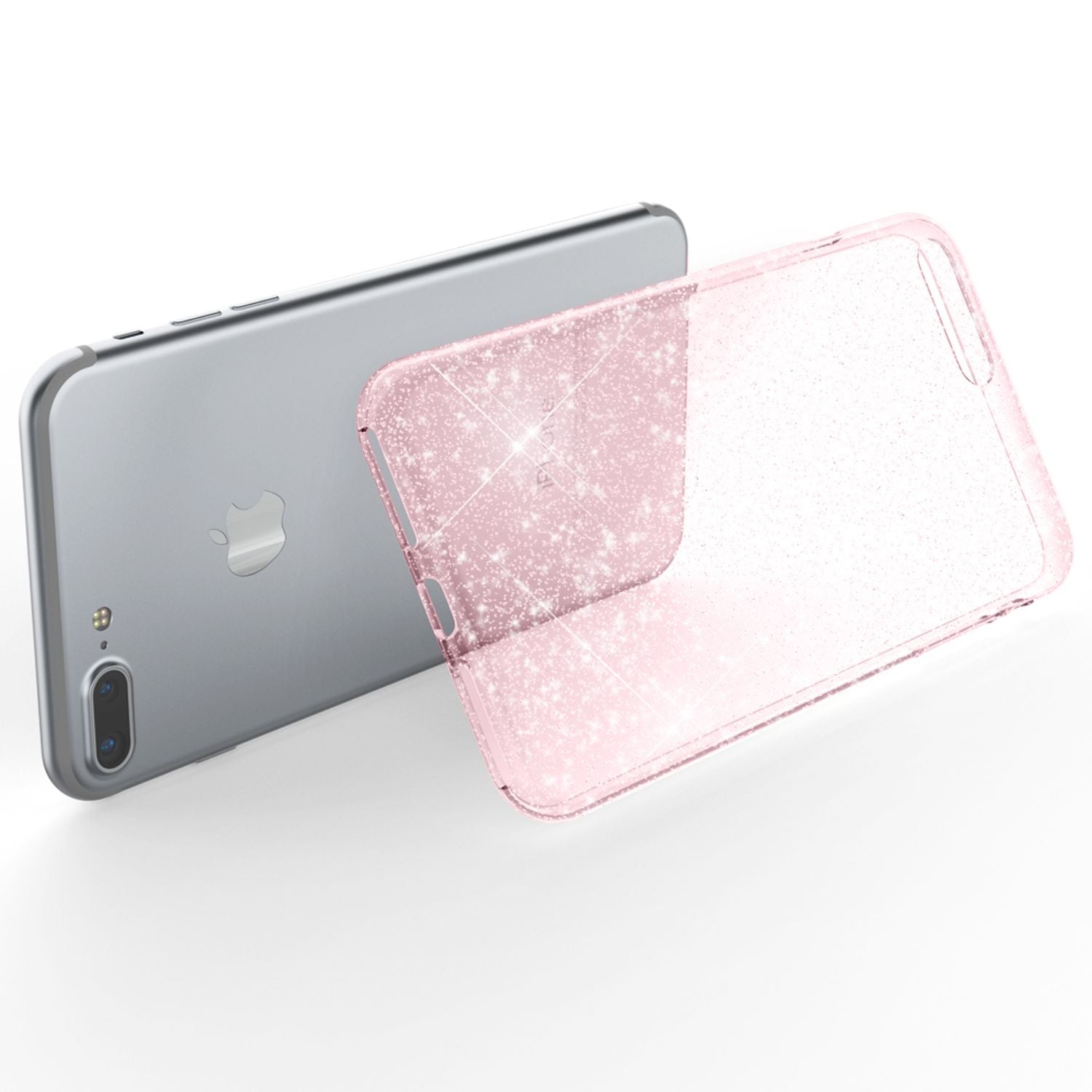 NALIA Handy Hülle für Apple iPhone 8 Plus, Glitzer Back Cover Case Silikon Etui Transparent NALIA Transparente Hülle