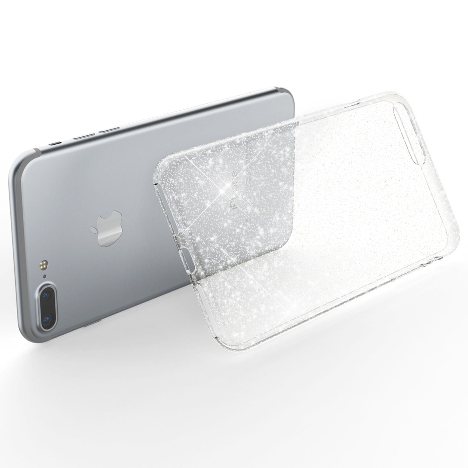 NALIA Handy Hülle für Apple iPhone 8 Plus, Glitzer Back Cover Case Silikon Etui Transparent NALIA Transparente Hülle