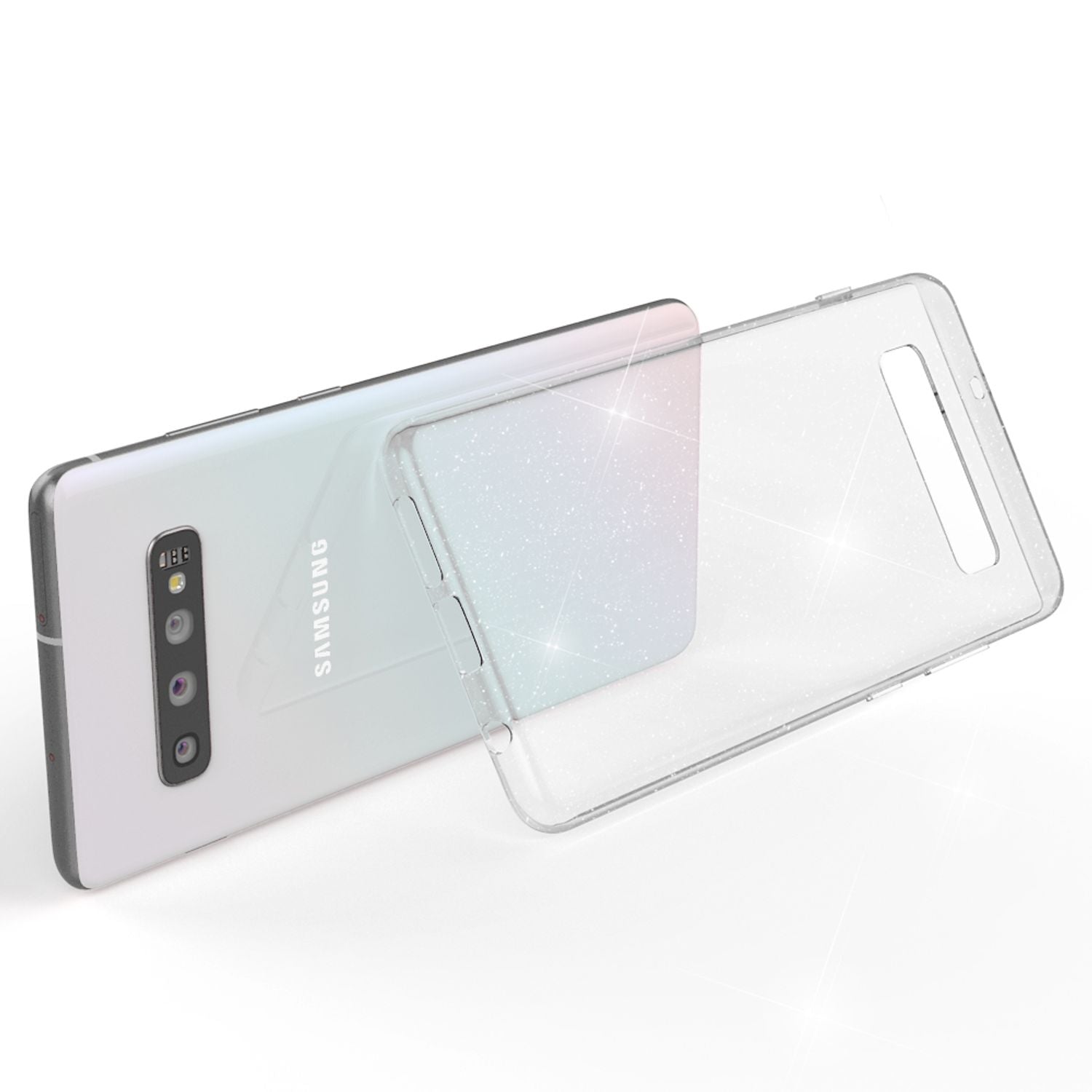 NALIA Glitter Hülle kompatibel mit Samsung Galaxy S10, Glitzer Case Handyhülle Transparent NALIA Transparente Hülle
