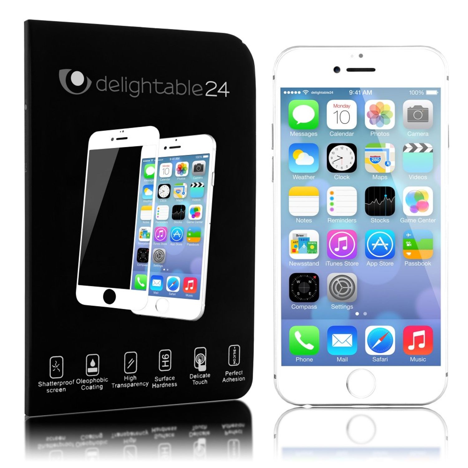 NALIA Schutzglas für Apple iPhone 6 / 6S, 9H Full Cover Displayschutz Glasfolie