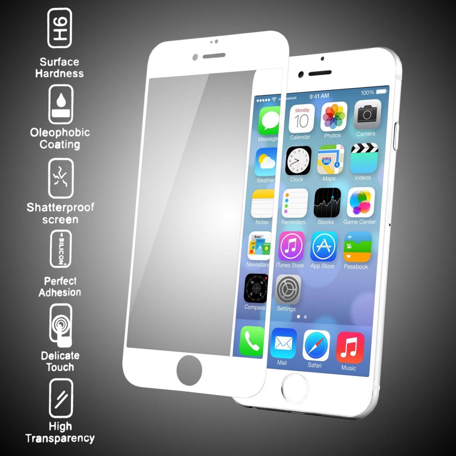 NALIA Schutzglas für Apple iPhone 6 / 6S, 9H Full Cover Displayschutz Glasfolie NALIA