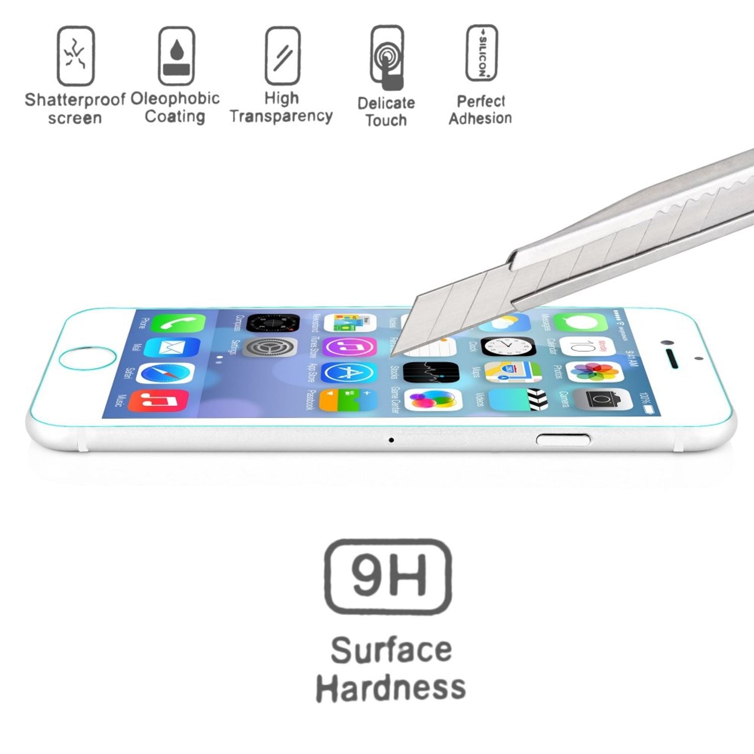 NALIA Schutzglas für Apple iPhone 6 / 6S, 9H Full Cover Displayschutz Glasfolie NALIA