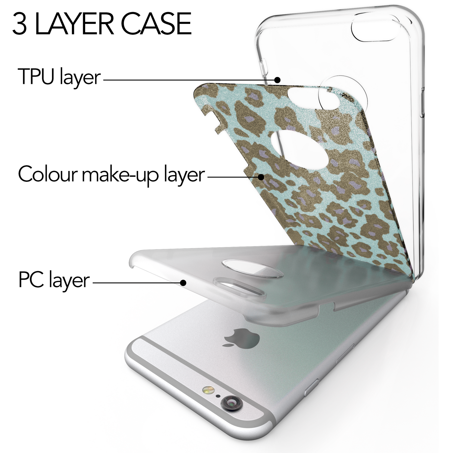 NALIA für IPHONE 6 / 6S Hülle TPU Silikon Cover Case Sparkle Leopard - Türkis Blau Default Title NALIA
