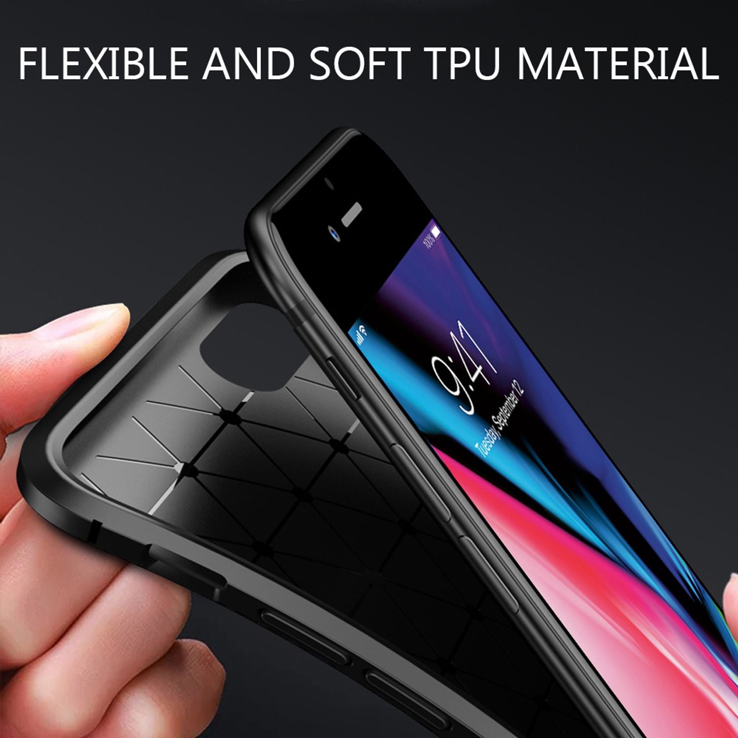 NALIA Handy Hülle für iPhone SE 2022 / SE 2020 / 8 / 7, Carbon Case Silikon Cover Schutz Default Title NALIA Protective Hülle