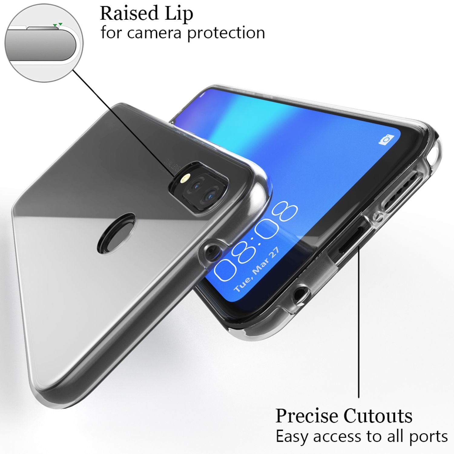 NALIA 360 Grad Handy Hülle für Huawei P20 Lite, Full Cover Case Rundum Bumper Transparent NALIA Transparente Hülle