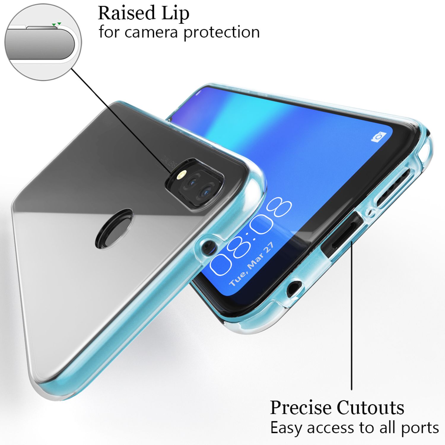 NALIA 360 Grad Handy Hülle für Huawei P20 Lite, Full Cover Case Rundum Bumper Transparent NALIA Transparente Hülle