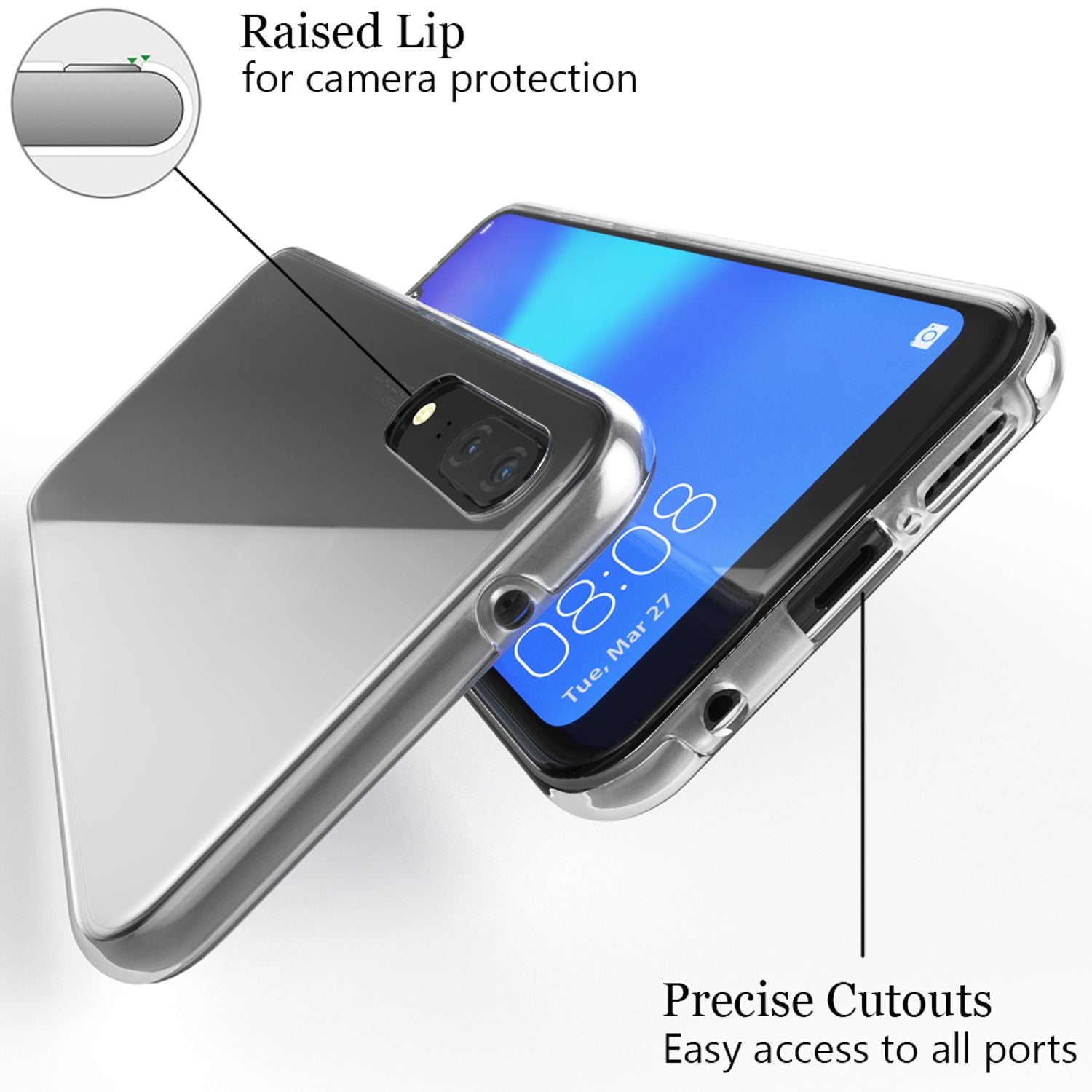 NALIA 360 Grad Handy Hülle für Huawei P20, Full Cover Case Bumper Displayschutz Transparent NALIA Transparente Hülle