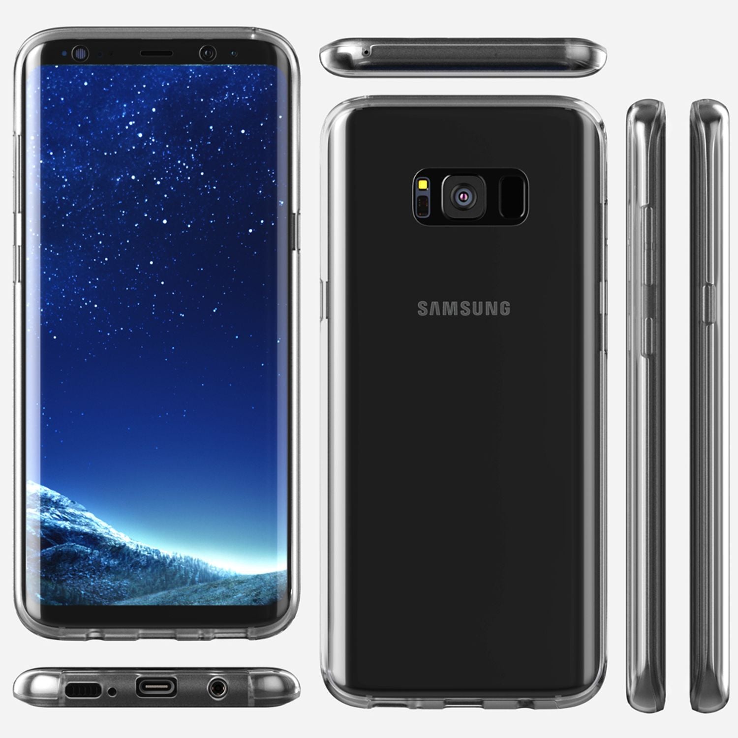 NALIA 360 Grad Handy Hülle für Samsung Galaxy S8, Full Cover Silikon Bumper Etui Schwarz NALIA Transparente Hülle