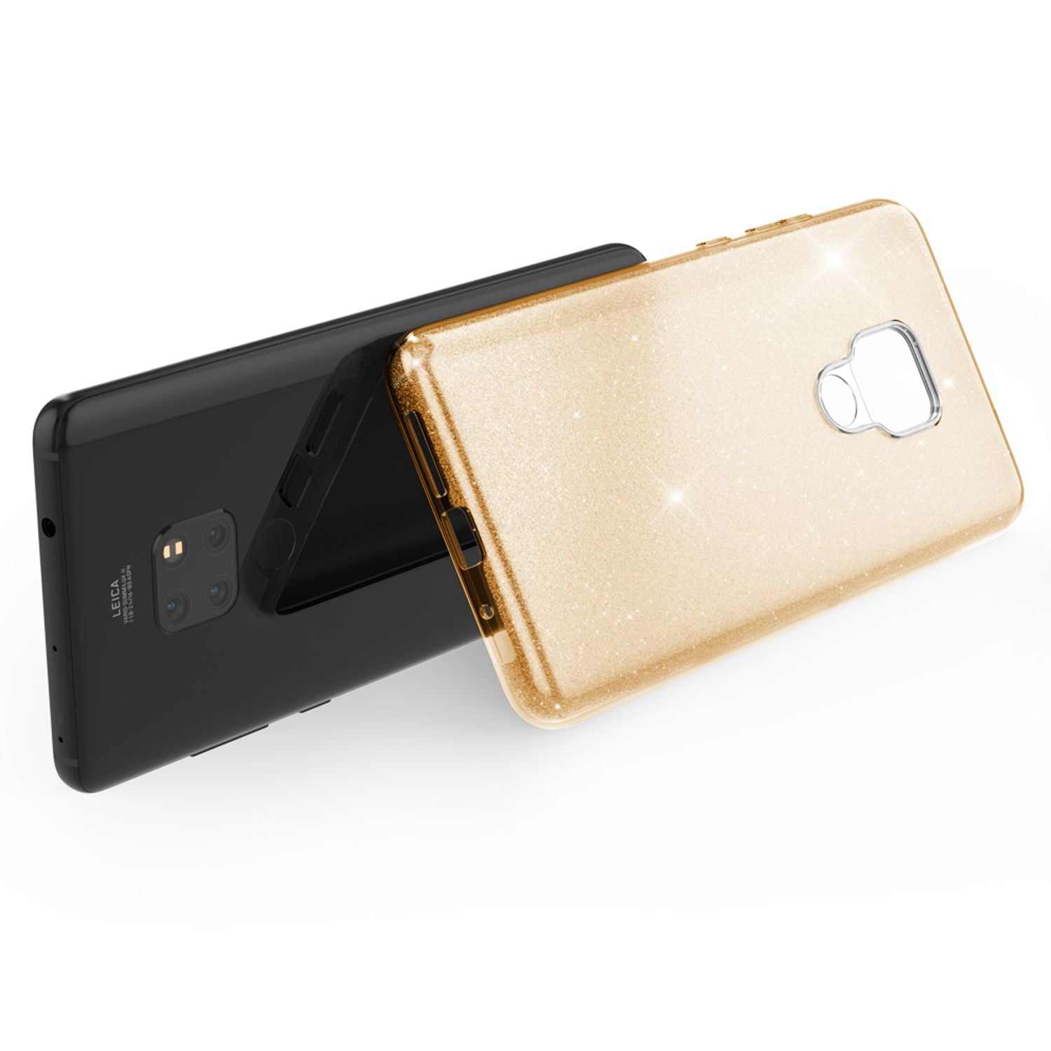 NALIA Handyhülle für Huawei Mate20, Glitzer Slim Silikon Case Cover Schutzhülle Gold NALIA Protective Hülle