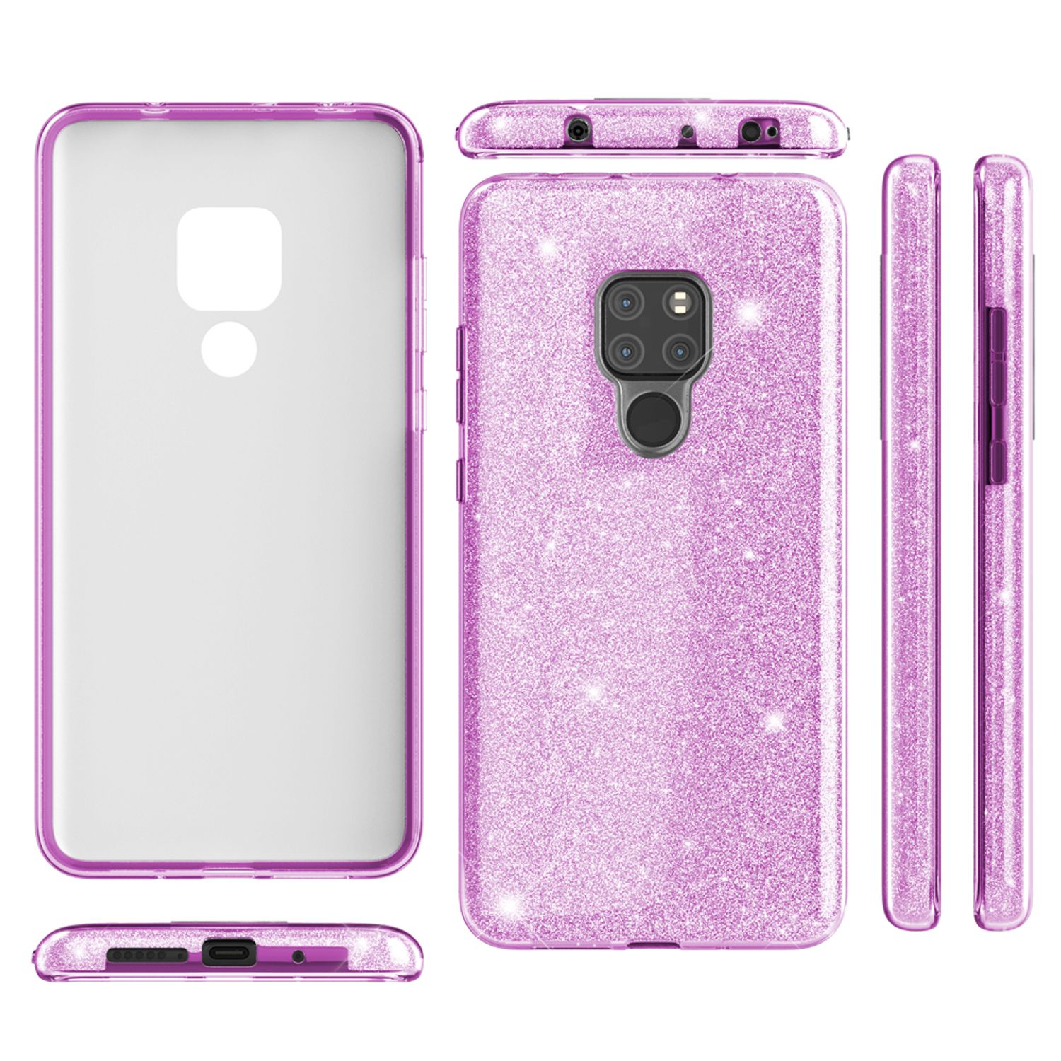 NALIA Handyhülle für Huawei Mate20, Glitzer Slim Silikon Case Cover Schutzhülle Schwarz NALIA Protective Hülle