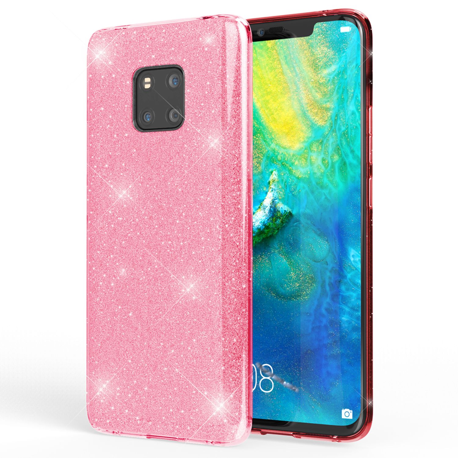 NALIA Glitzer Silikonhülle Huawei Mate 20 Pro Case funkelnd Bling Grip stoßfest Schwarz NALIA Protective Hülle