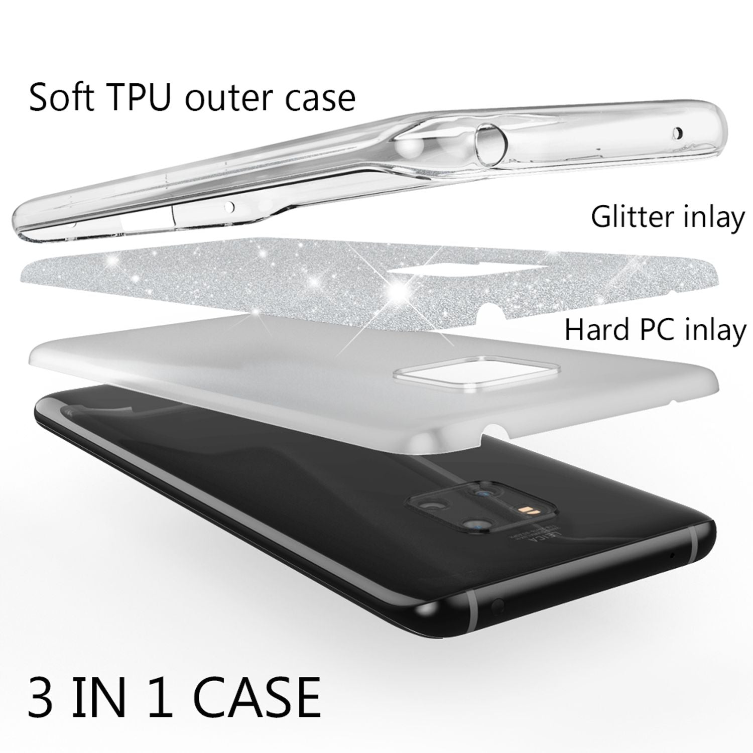 NALIA Glitzer Silikonhülle Huawei Mate 20 Pro Case funkelnd Bling Grip stoßfest Gold NALIA Protective Hülle