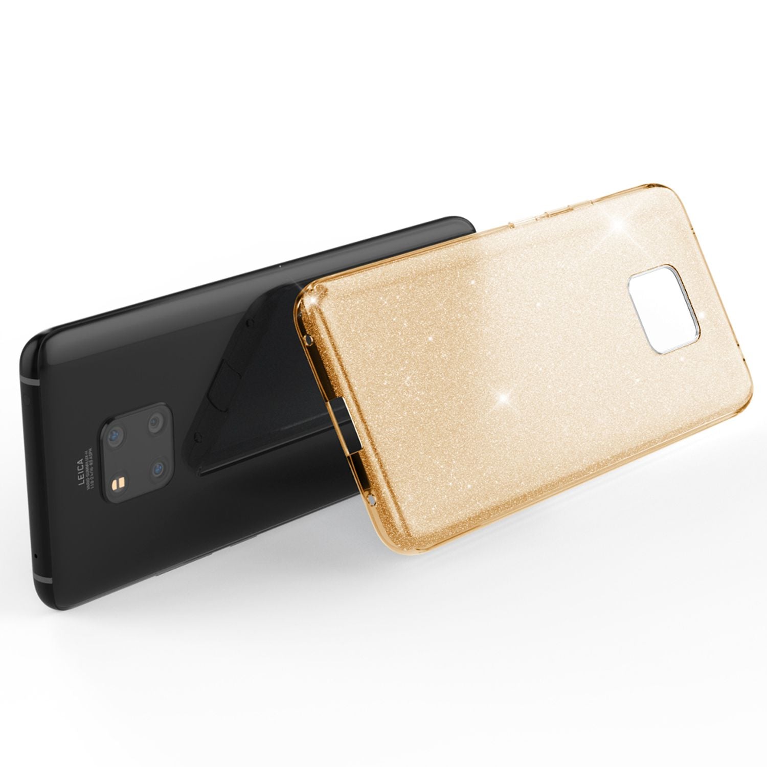 NALIA Glitzer Silikonhülle Huawei Mate 20 Pro Case funkelnd Bling Grip stoßfest Gold NALIA Protective Hülle