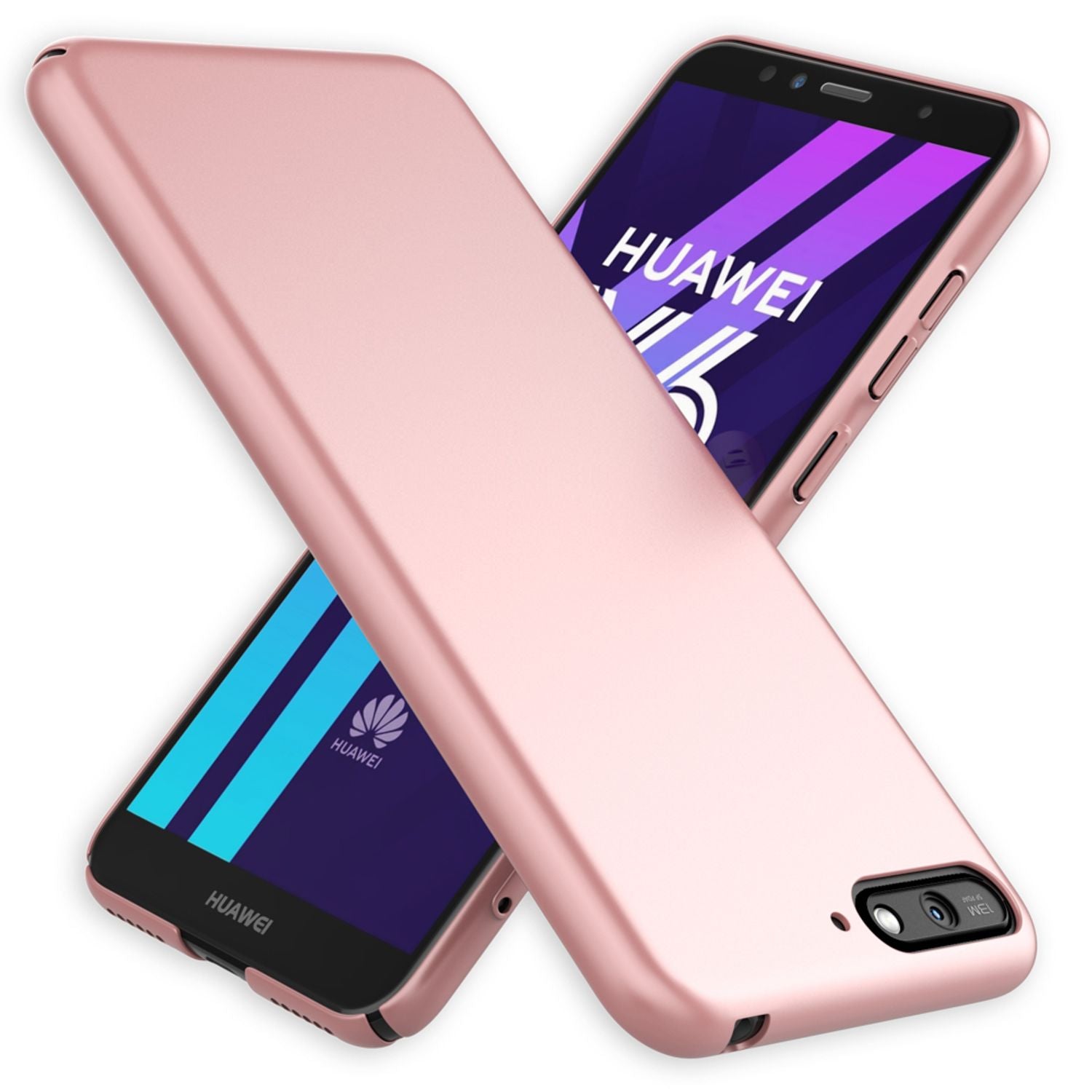 NALIA Handyhülle für Huawei Y6 (2018), Dünne Hard Case Schutz Hülle Slim Cover Rose Gold NALIA SlimFit Hülle