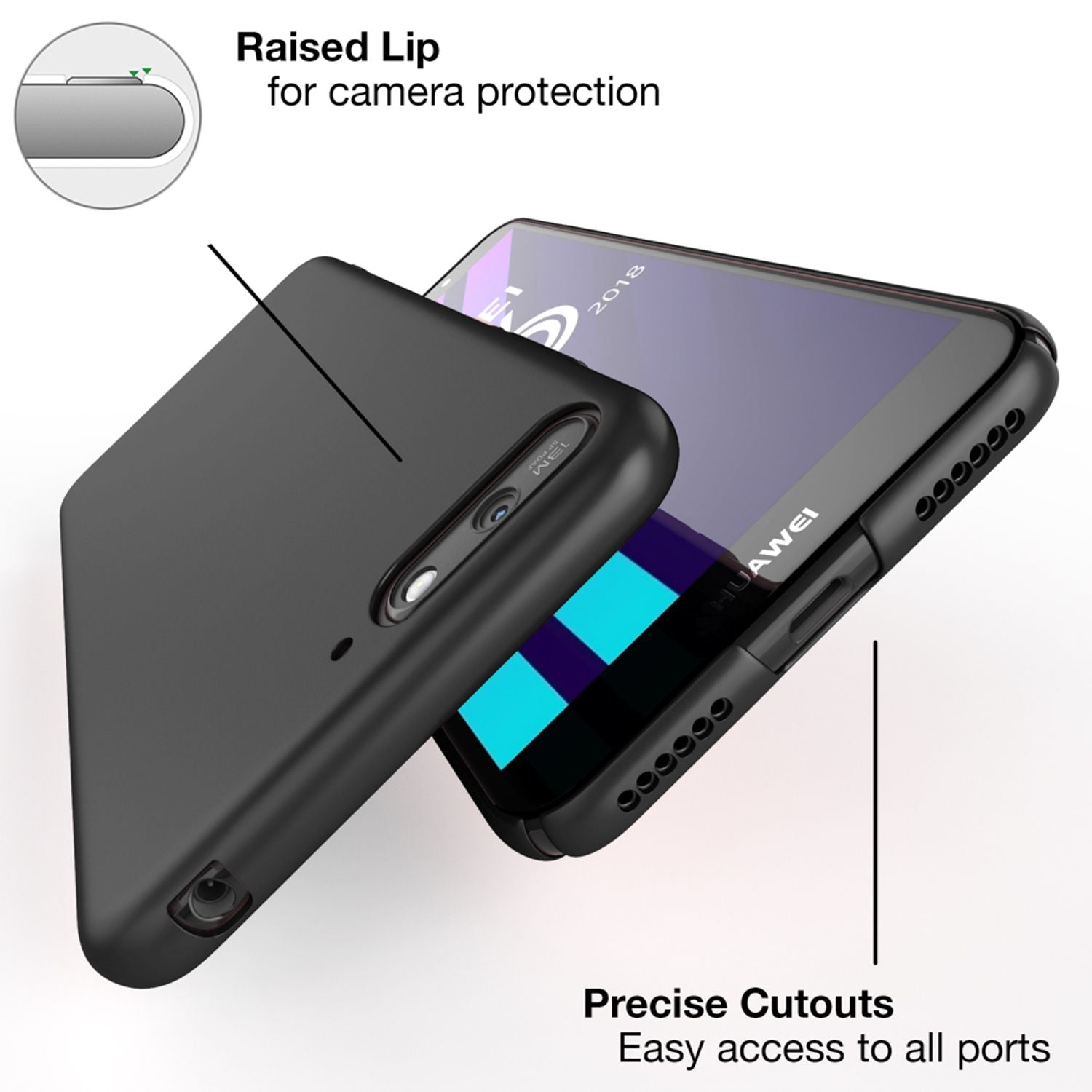 NALIA Handyhülle für Huawei Y6 (2018), Dünne Hard Case Schutz Hülle Slim Cover NALIA SlimFit Hülle
