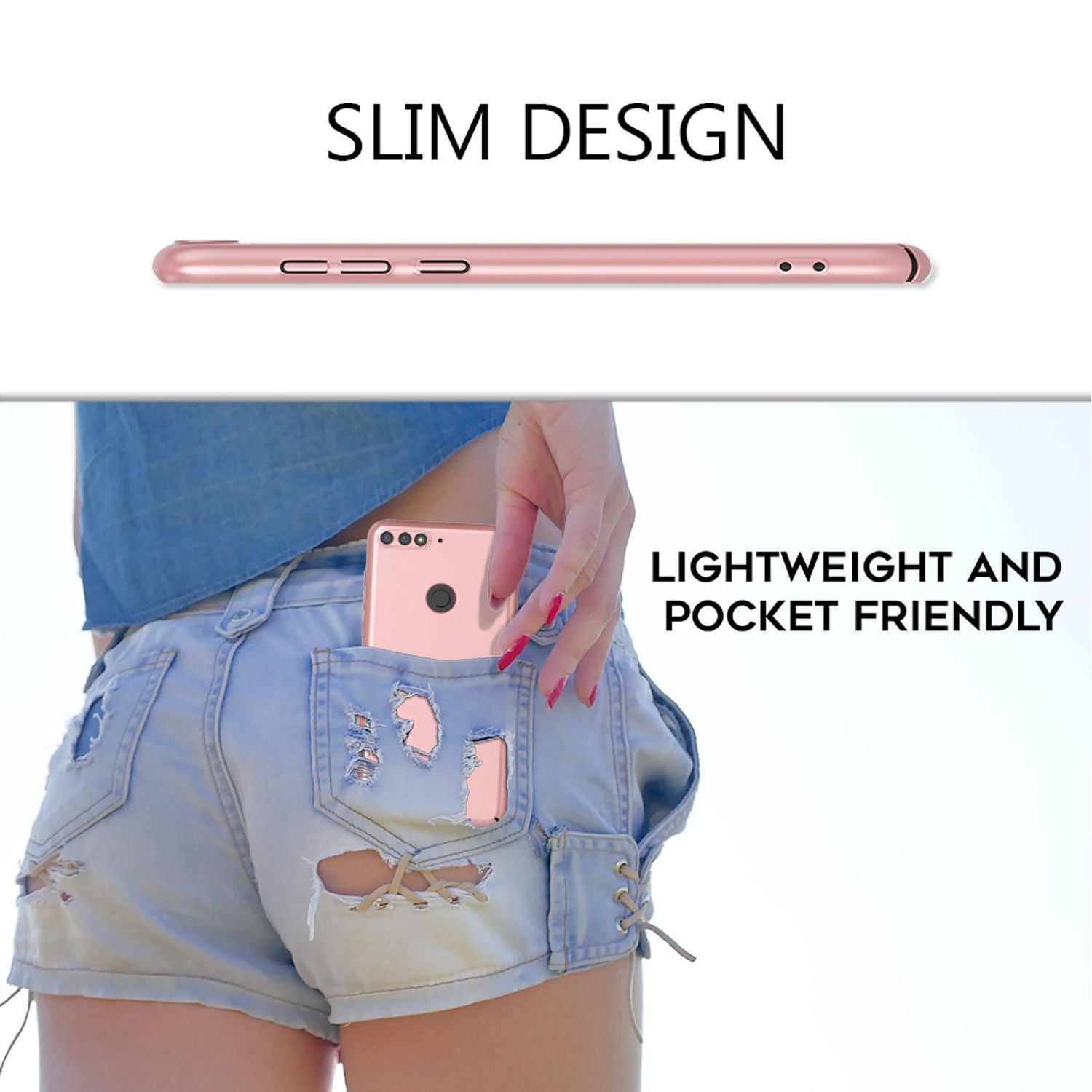 NALIA Handyhülle für Huawei Y7 (2018), Dünne Hard Case Schutz Hülle Slim Cover Rose Gold NALIA SlimFit Hülle