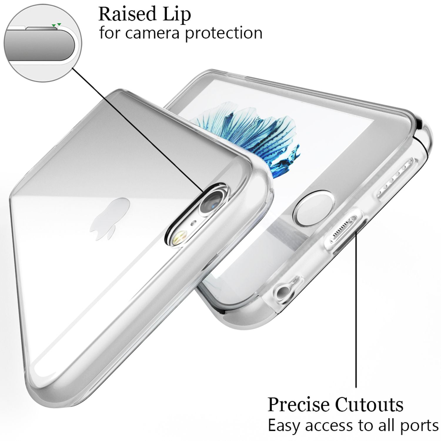 NALIA 360 Grad Handy Hülle für Apple iPhone 6 6S, Full Cover Silikon Bumper Case Transparent NALIA Transparente Hülle