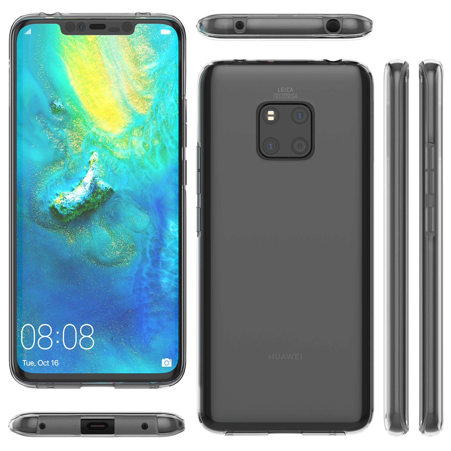 NALIA 360 Grad Handy Hülle für Huawei Mate20 Pro, Full Cover Case Bumper Etui Schwarz NALIA Transparente Hülle