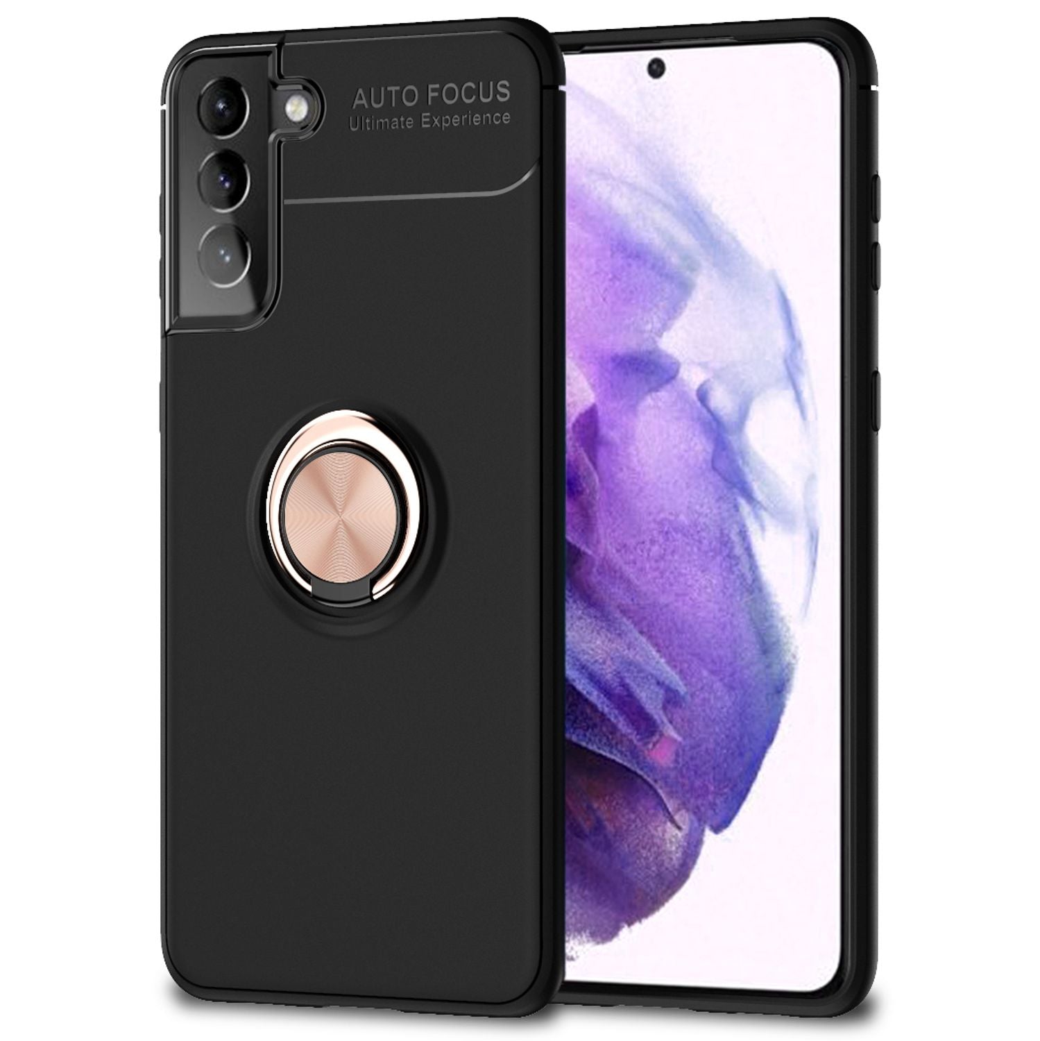 NALIA Ring Handy Hülle für Samsung Galaxy S21 Plus, Schutz Case Tasche Bumper Rose Gold NALIA Protective Hülle