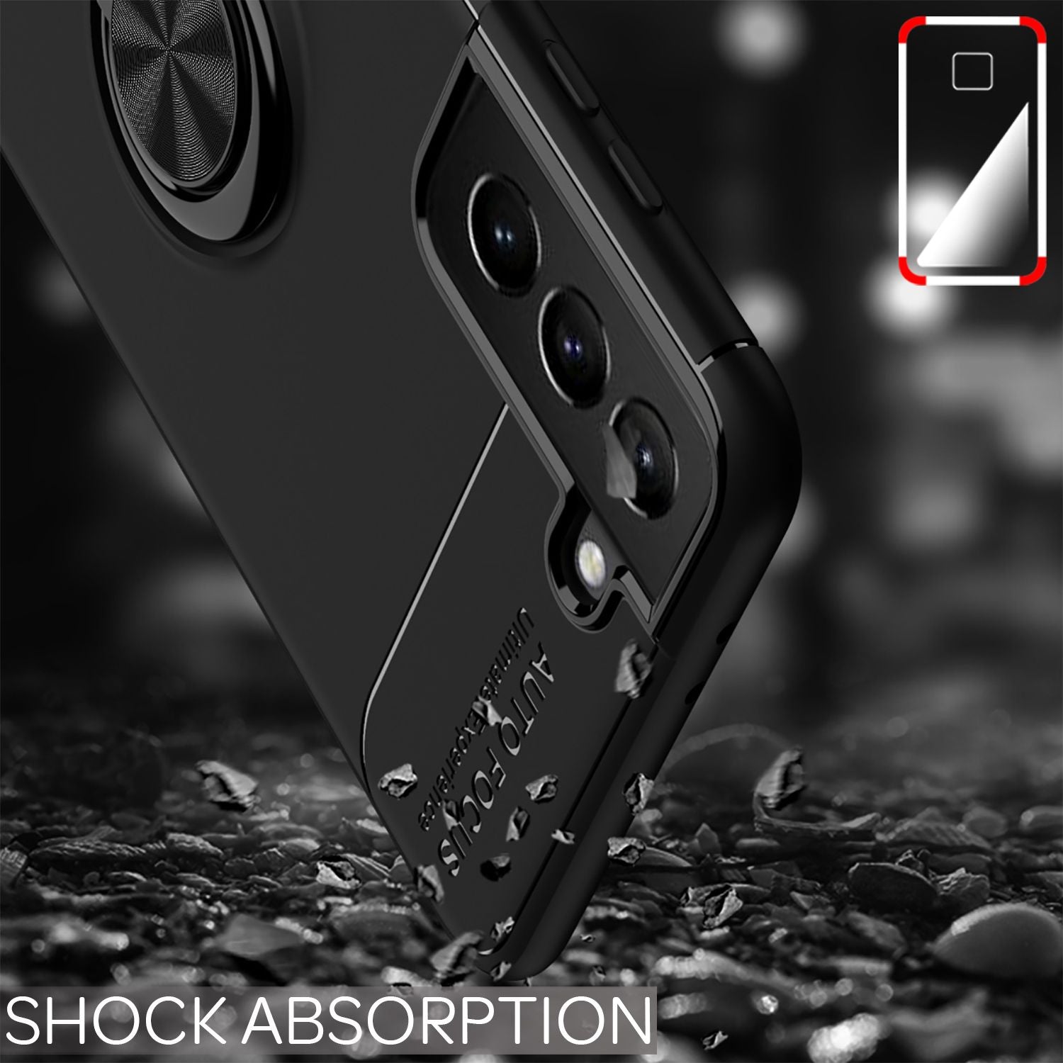 NALIA Ring Handy Hülle für Samsung Galaxy S21 Plus, Schutz Case Tasche Bumper Schwarz NALIA Protective Hülle