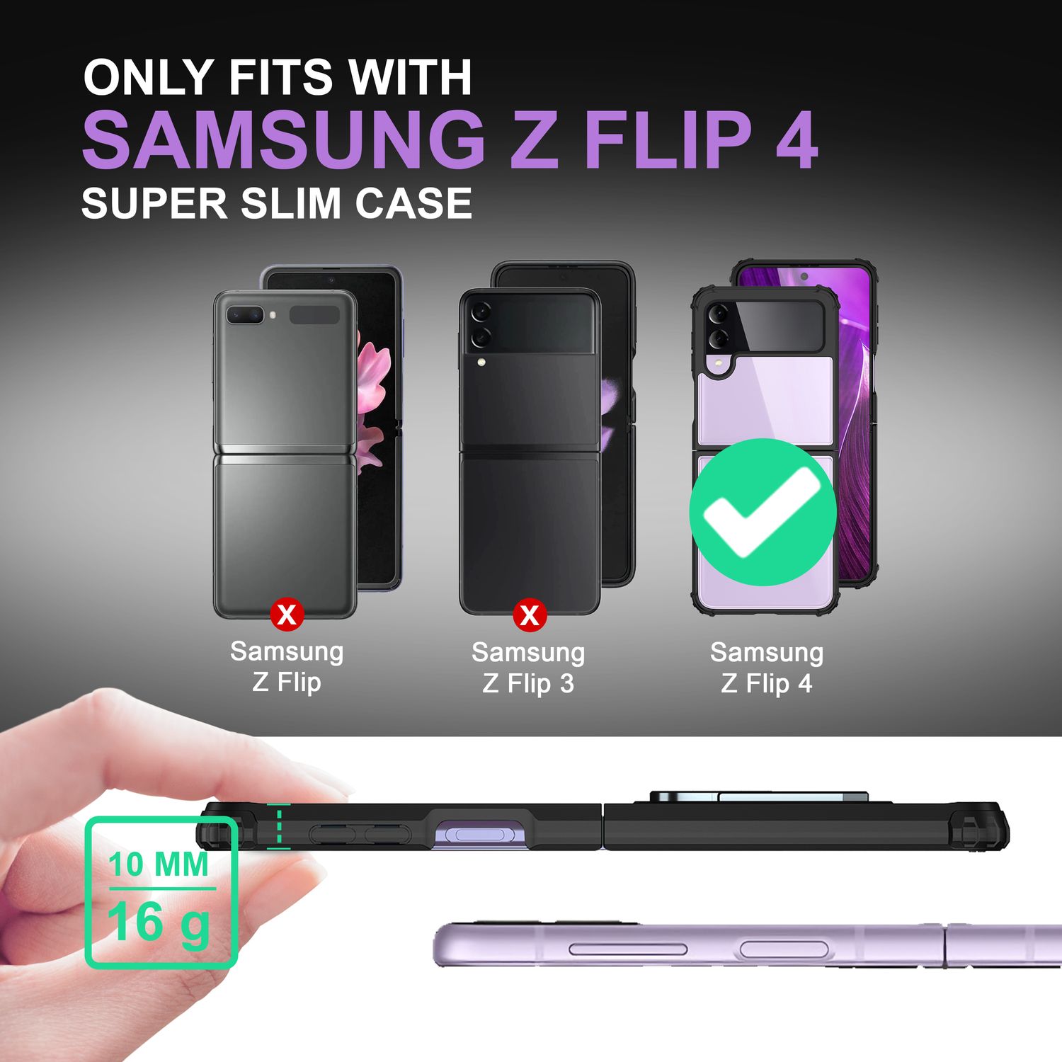 Ringhülle für Samsung Galaxy Z Flip4, Klar Kratzfest Schutzrahmen 360 Ring Hülle Schwarz NALIA