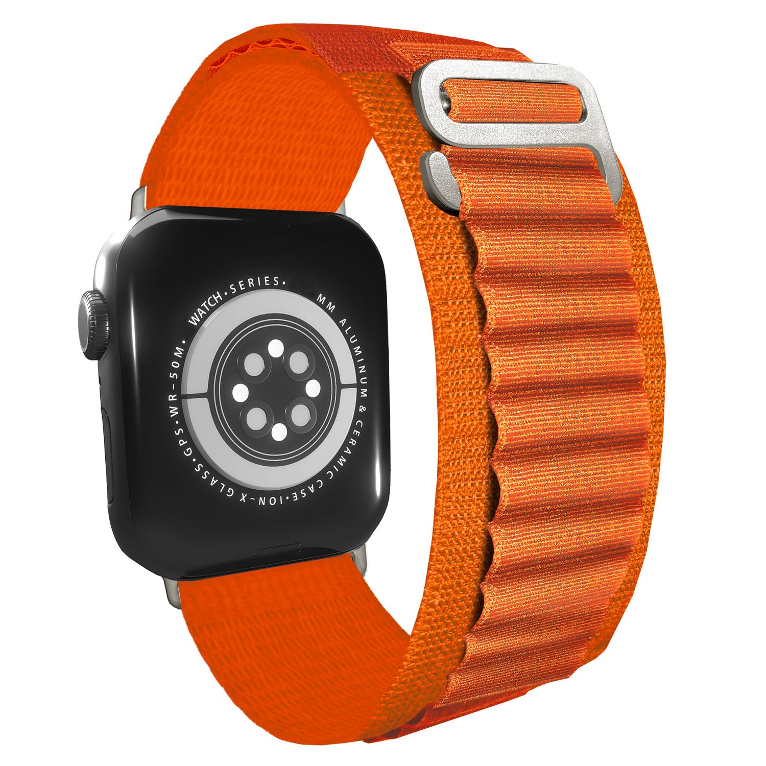 Alpine Armband für Apple Watch Ultra/SE/8/7/6/5/4/3/2/1, 42 44 45 49mm Orange NALIA Textil Armband