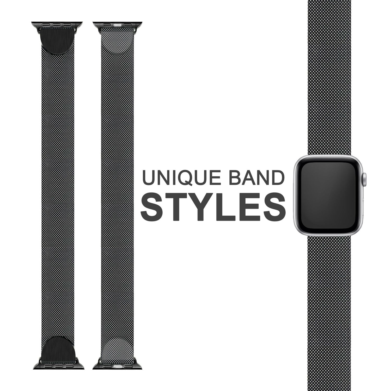 Milanaise Metall Armband für Apple Watch SE/8/7/6/5/4/3/2/1, 38/40/41mm Schwarz NALIA Metall Armband