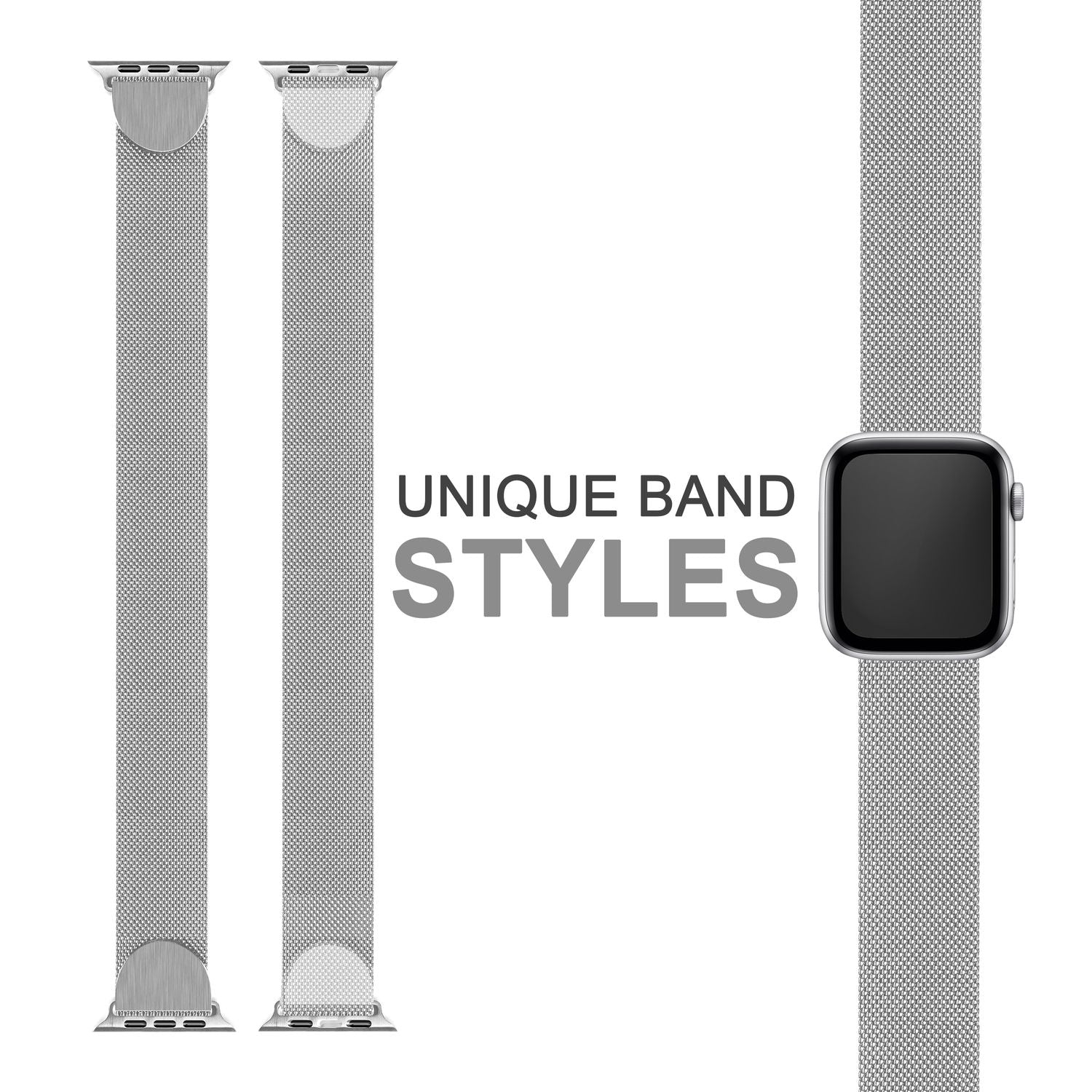 Milanaise Metall Armband für Apple Watch SE/8/7/6/5/4/3/2/1, 38/40/41mm Silber NALIA Metall Armband
