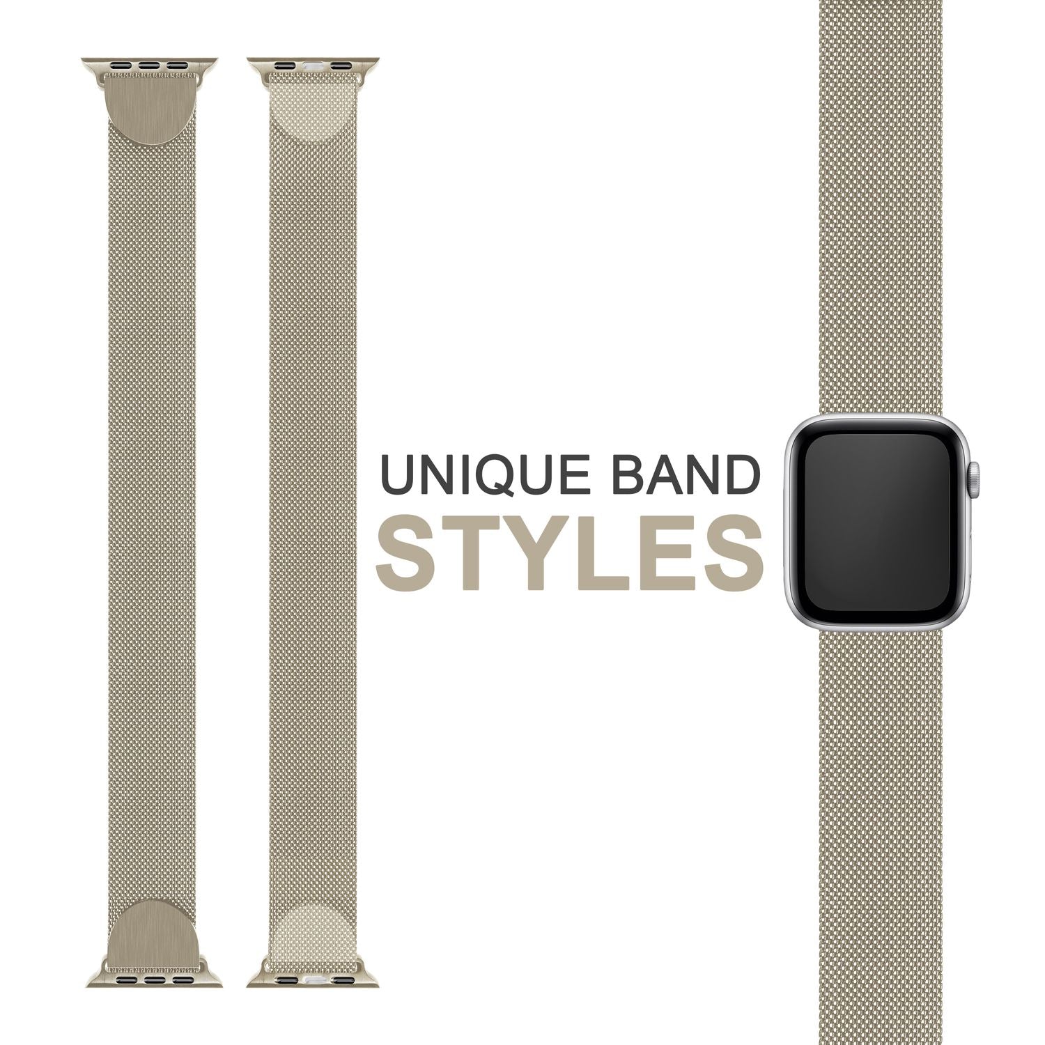 Milanaise Metall Armband für Apple Watch Ultra/Se/8/7/6/5/4/3/2/1, 42/44/45/49mm Champagner NALIA Metall Armband