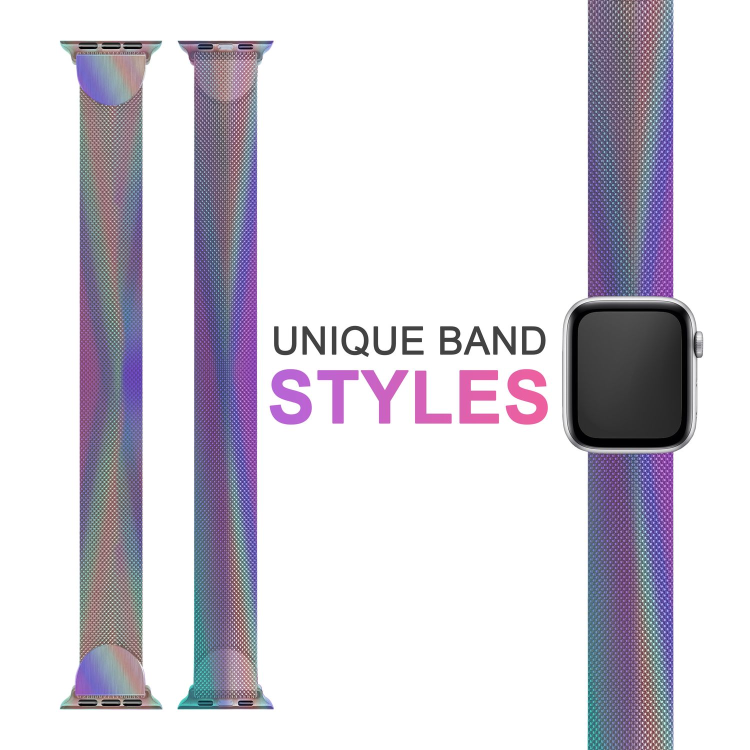 Milanaise Metall Armband für Apple Watch Ultra/Se/8/7/6/5/4/3/2/1, 42/44/45/49mm Bunt NALIA Metall Armband