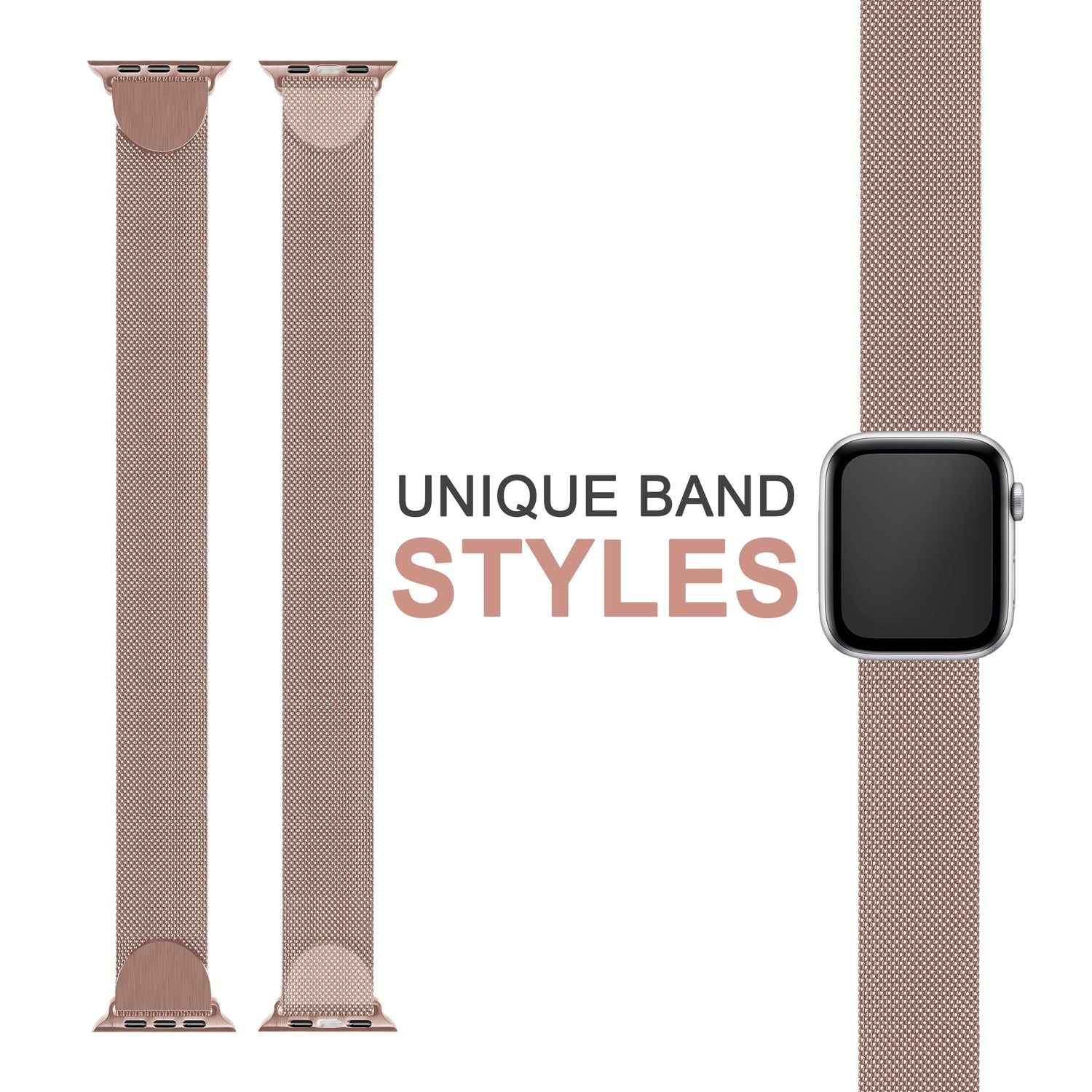 Milanaise Metall Armband für Apple Watch Ultra/Se/8/7/6/5/4/3/2/1, 42/44/45/49mm Rose Gold NALIA Metall Armband