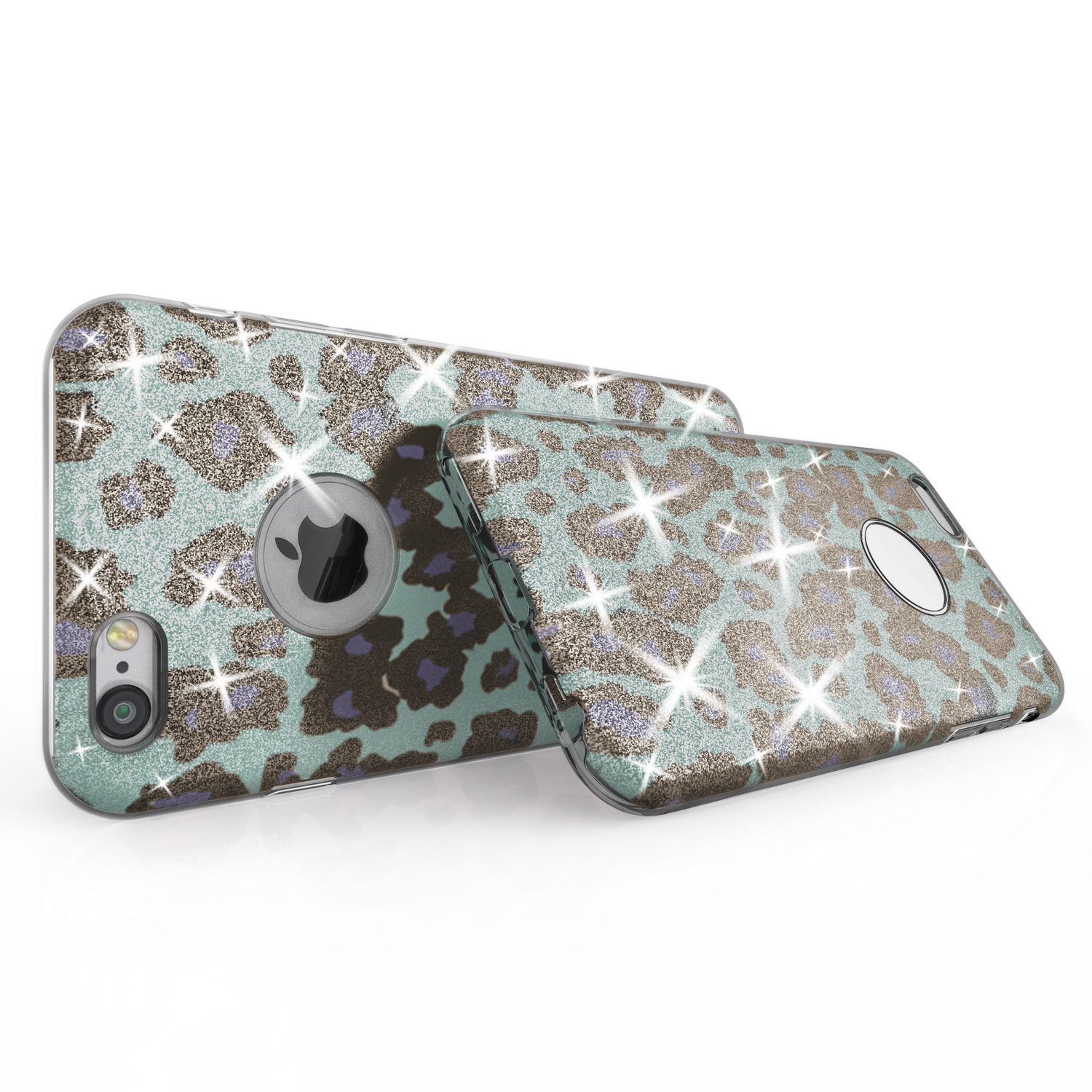 NALIA für IPHONE 6 / 6S Hülle TPU Silikon Cover Case Sparkle Leopard - Türkis Blau Default Title NALIA