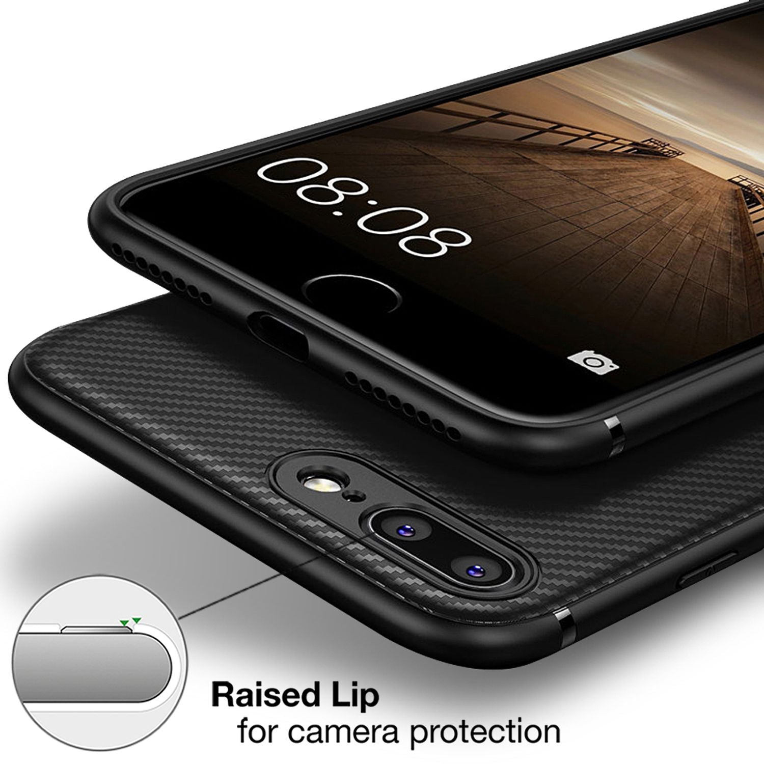 NALIA Hülle für iPhone 8 Plus / 7 Plus, Slim Handyhülle Case Cover Carbon Look Grau NALIA Protective Hülle