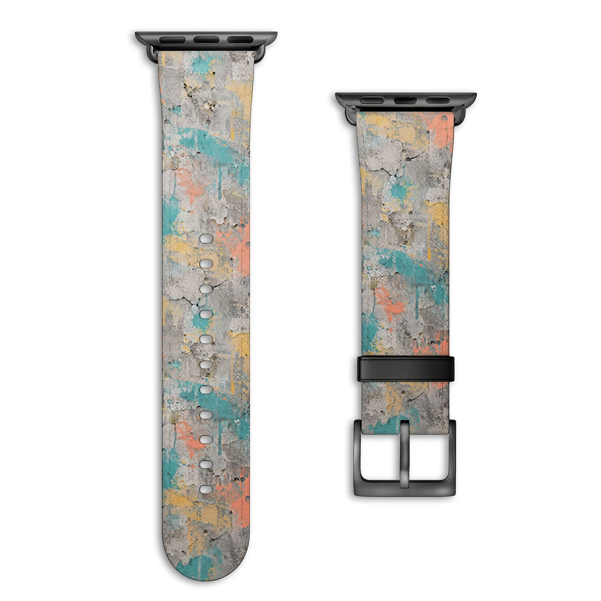 Platte - Apple Watch Armband 44/45/46/49mm 44 45 46 49mm Black Matte NALIA Kunstleder Armband