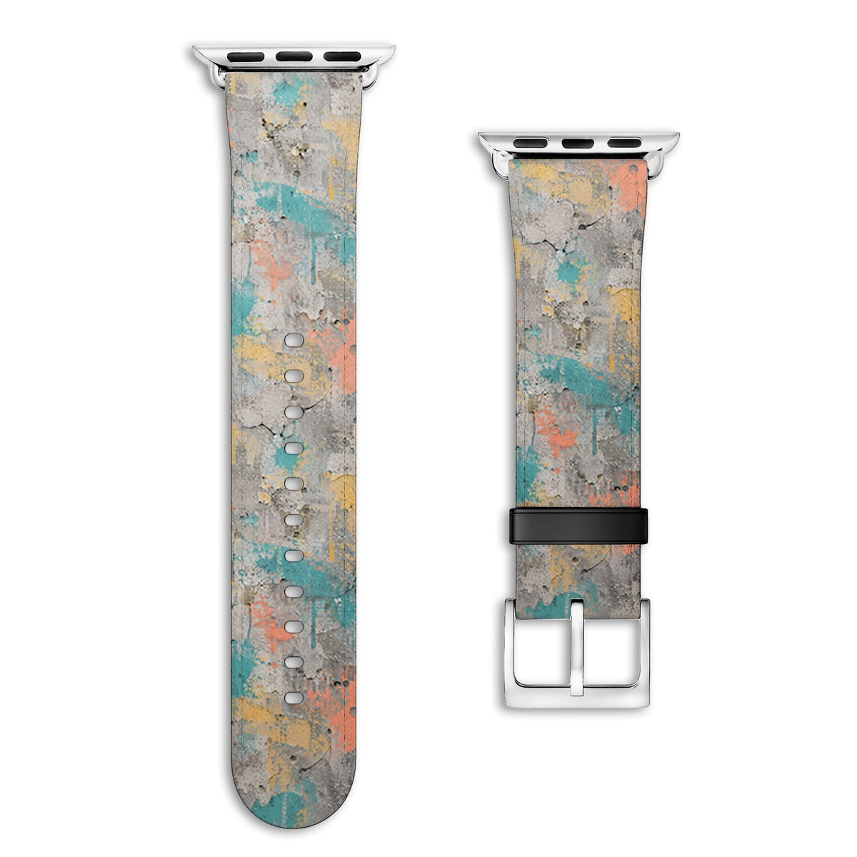 Platte - Apple Watch Armband 44/45/46/49mm 44 45 46 49mm Silver Matte NALIA Kunstleder Armband