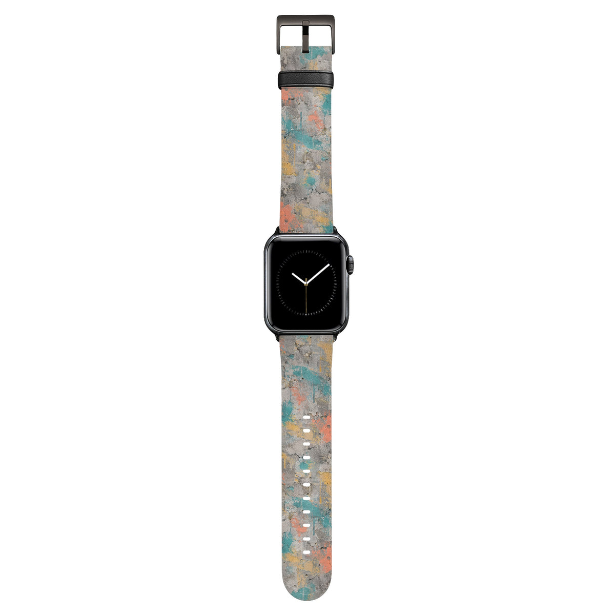 Platte - Apple Watch Armband 44/45/46/49mm 44 45 46 49mm Black Matte NALIA Kunstleder Armband