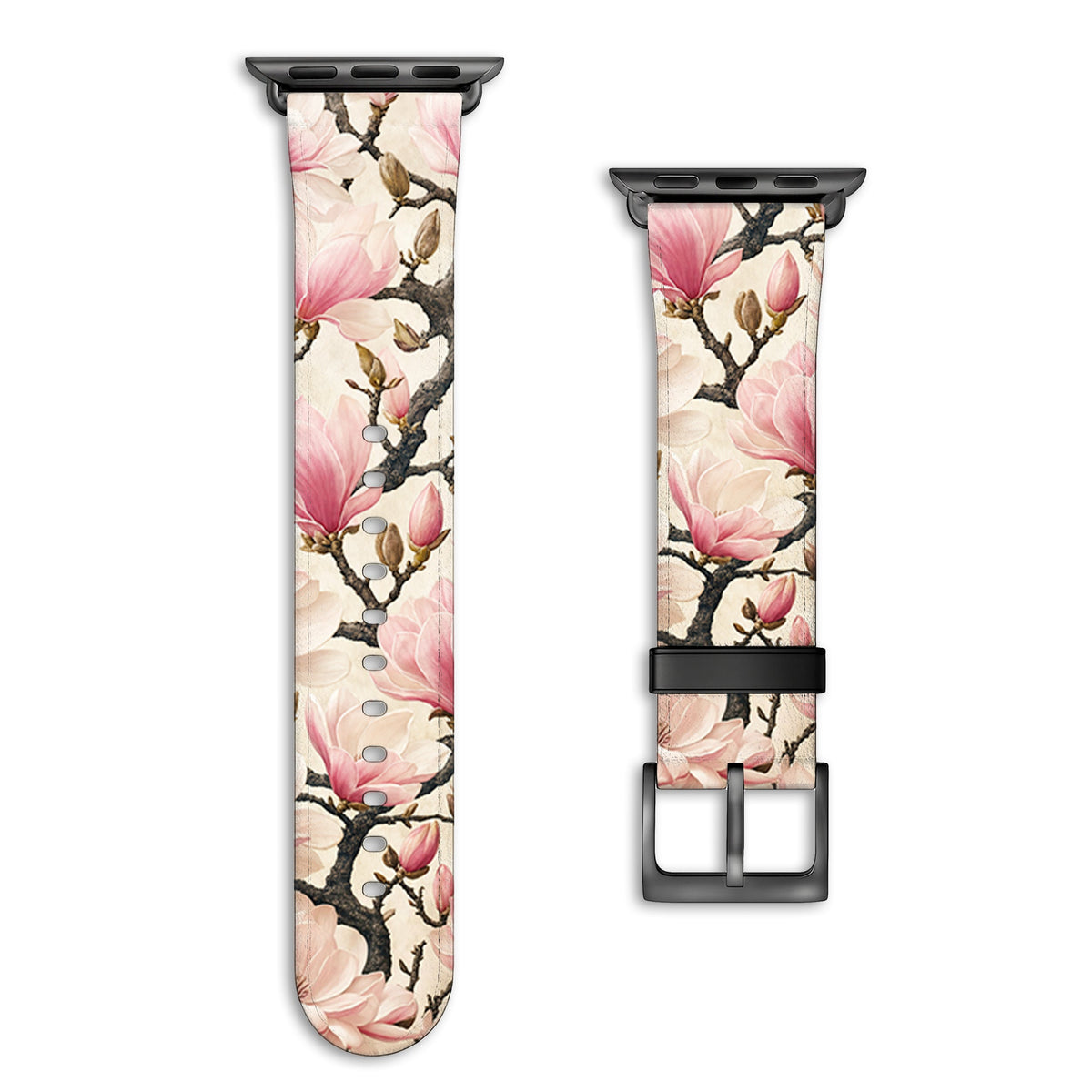Blossom - Apple Watch Armband 38/40/41/42mm 38 40 41 42mm Matt Schwarz NALIA Kunstleder Armband