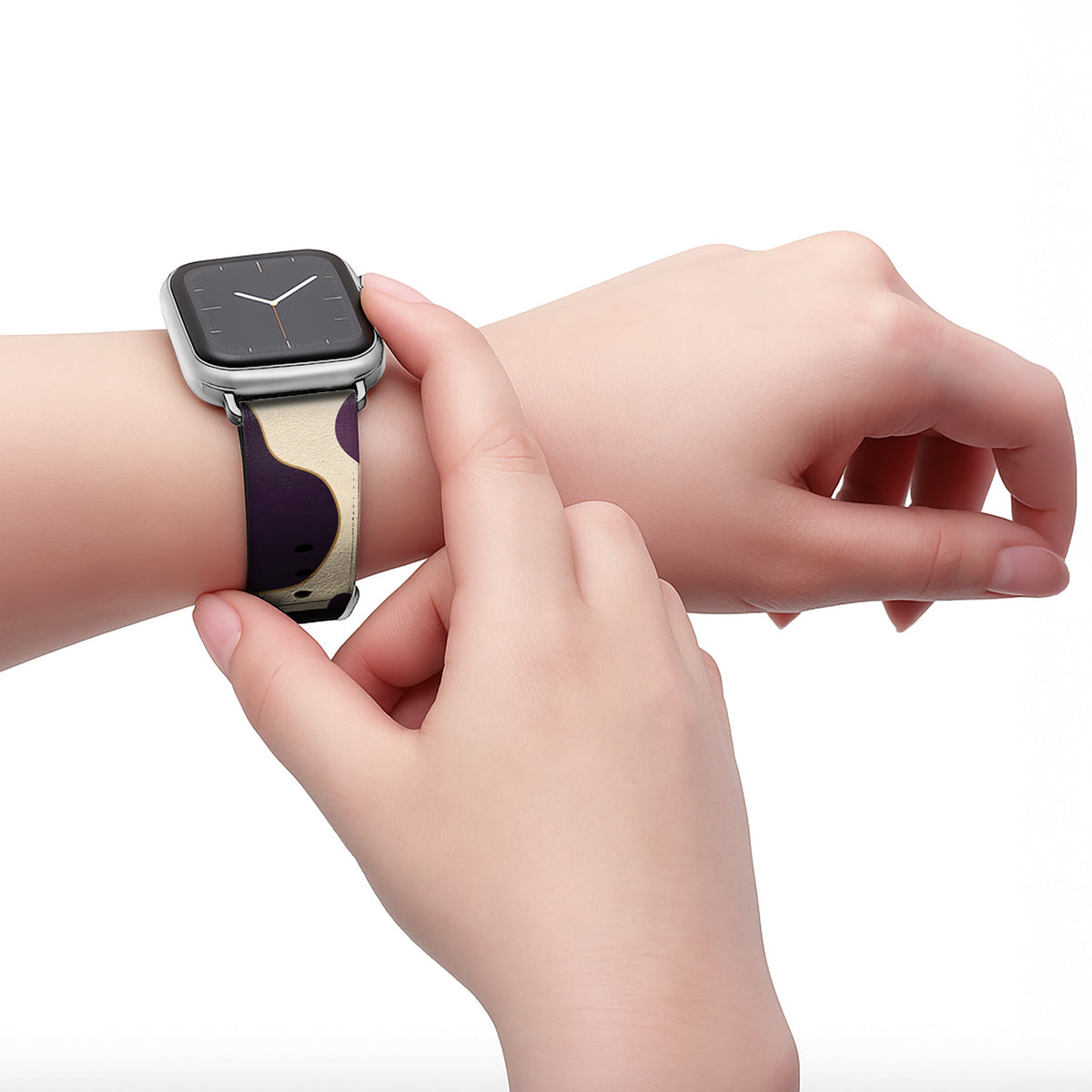 Plum - Apple Watch Armband 44/45/46/49mm 44 45 46 49mm Matt Silber NALIA Kunstleder Armband