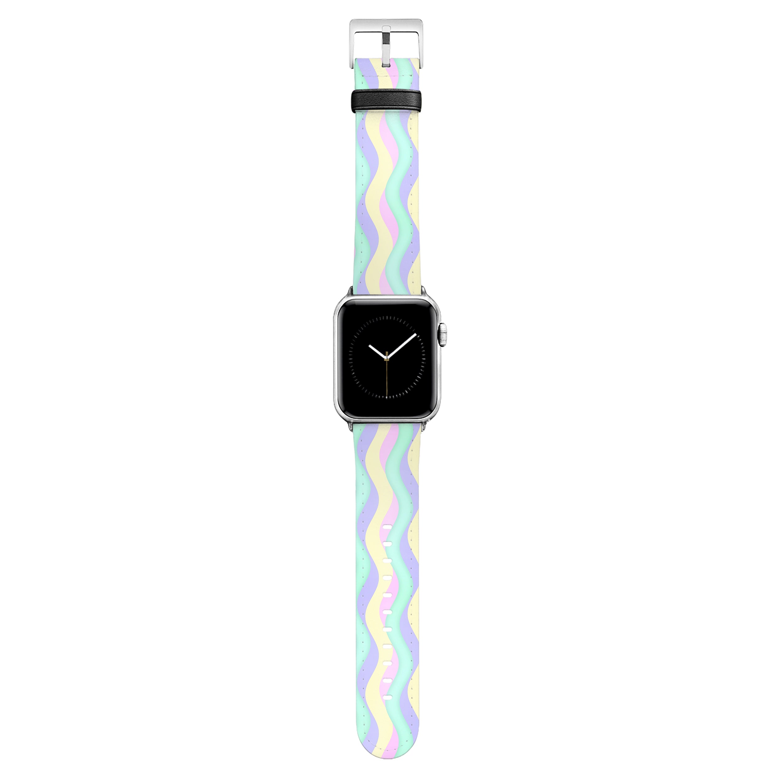 Curves - Apple Watch Armband 44-49mm & 42 (Serie 1-3) 44-49mm & 42 (Serie 1-3) Matt Silber NALIA Kunstleder Armband