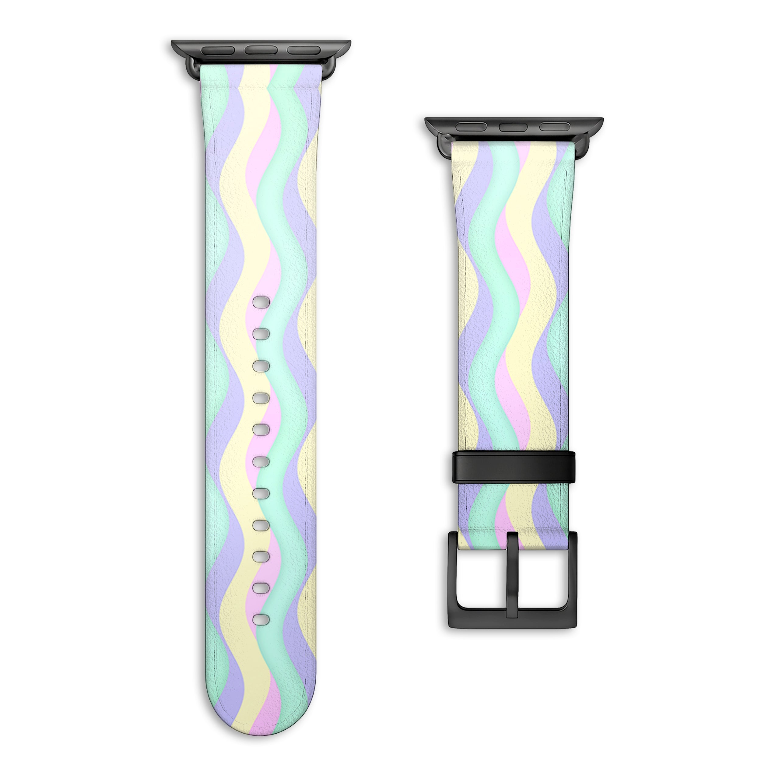 Curves - Apple Watch Armband 44-49mm & 42 (Serie 1-3) 44-49mm & 42 (Serie 1-3) Matt Schwarz NALIA Kunstleder Armband