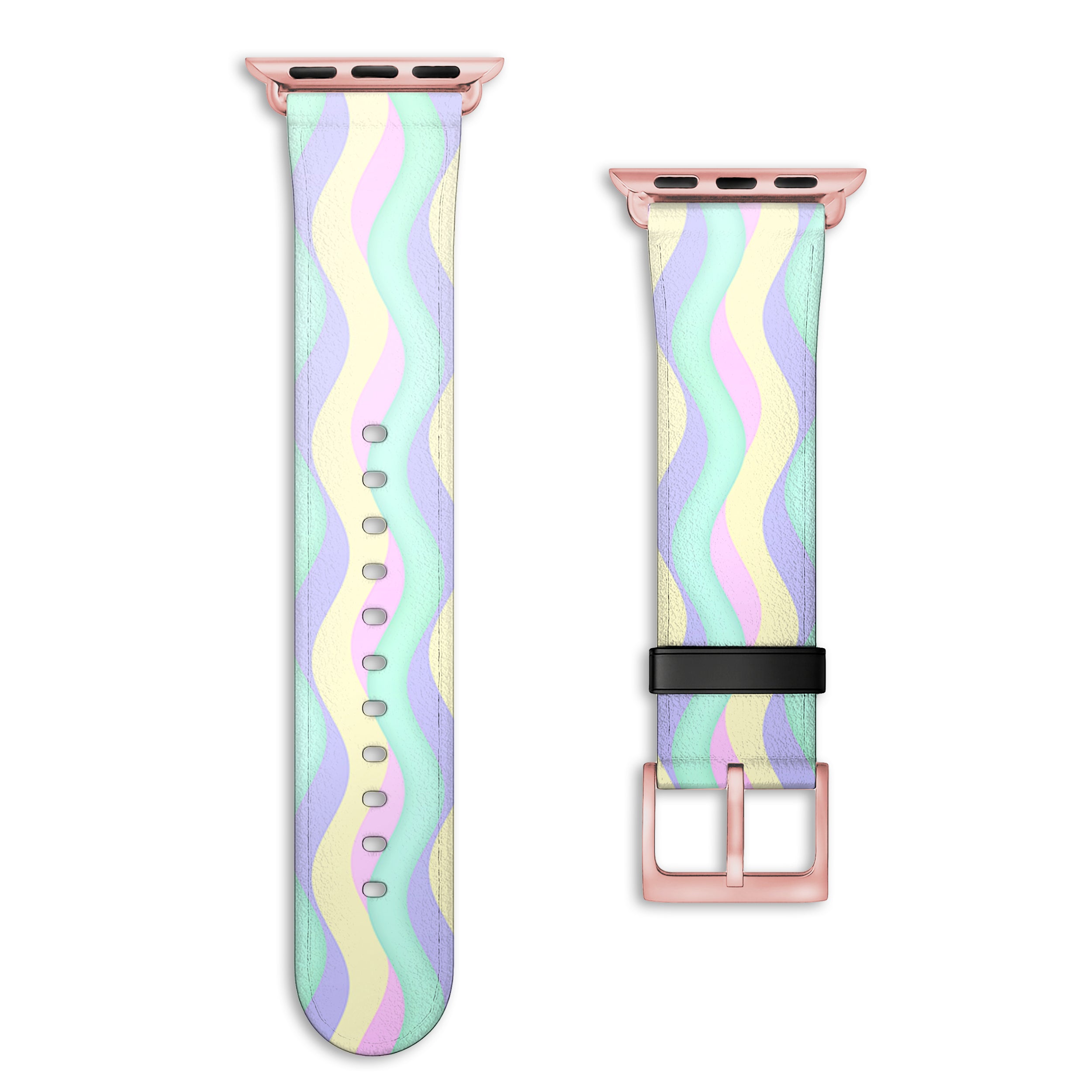 Curves - Apple Watch Armband 38-41mm & 42 (ab Serie 10) 38-41mm & 42 (ab Serie 10) Rose Gold Matte NALIA Kunstleder Armband
