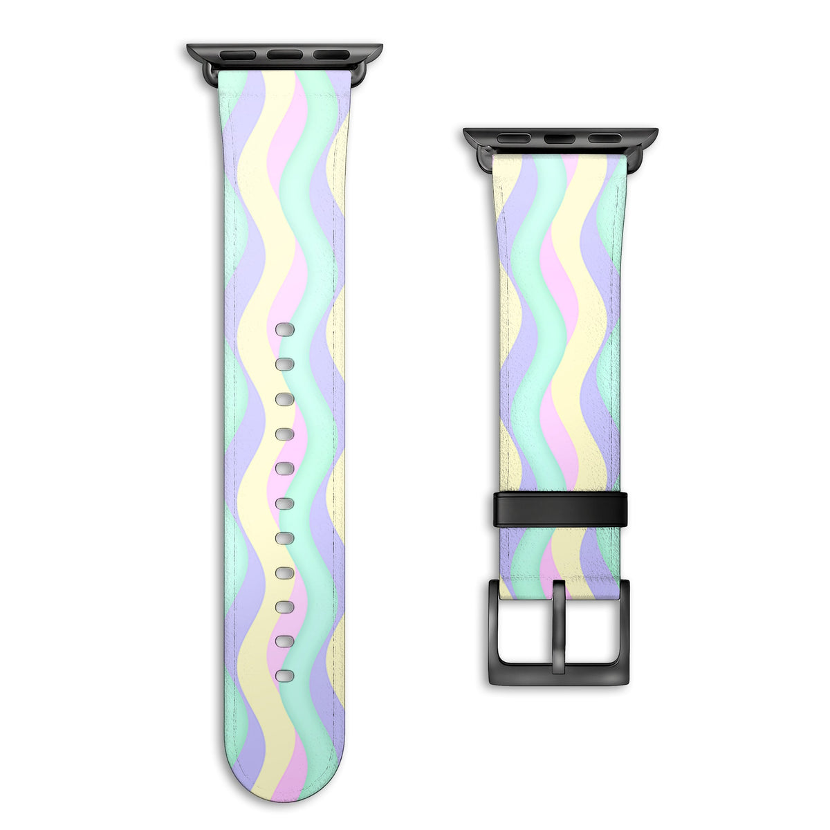 Curves - Apple Watch Armband 44-49mm & 42 (Serie 1-3) 44-49mm & 42 (Serie 1-3) Matt Schwarz NALIA Kunstleder Armband