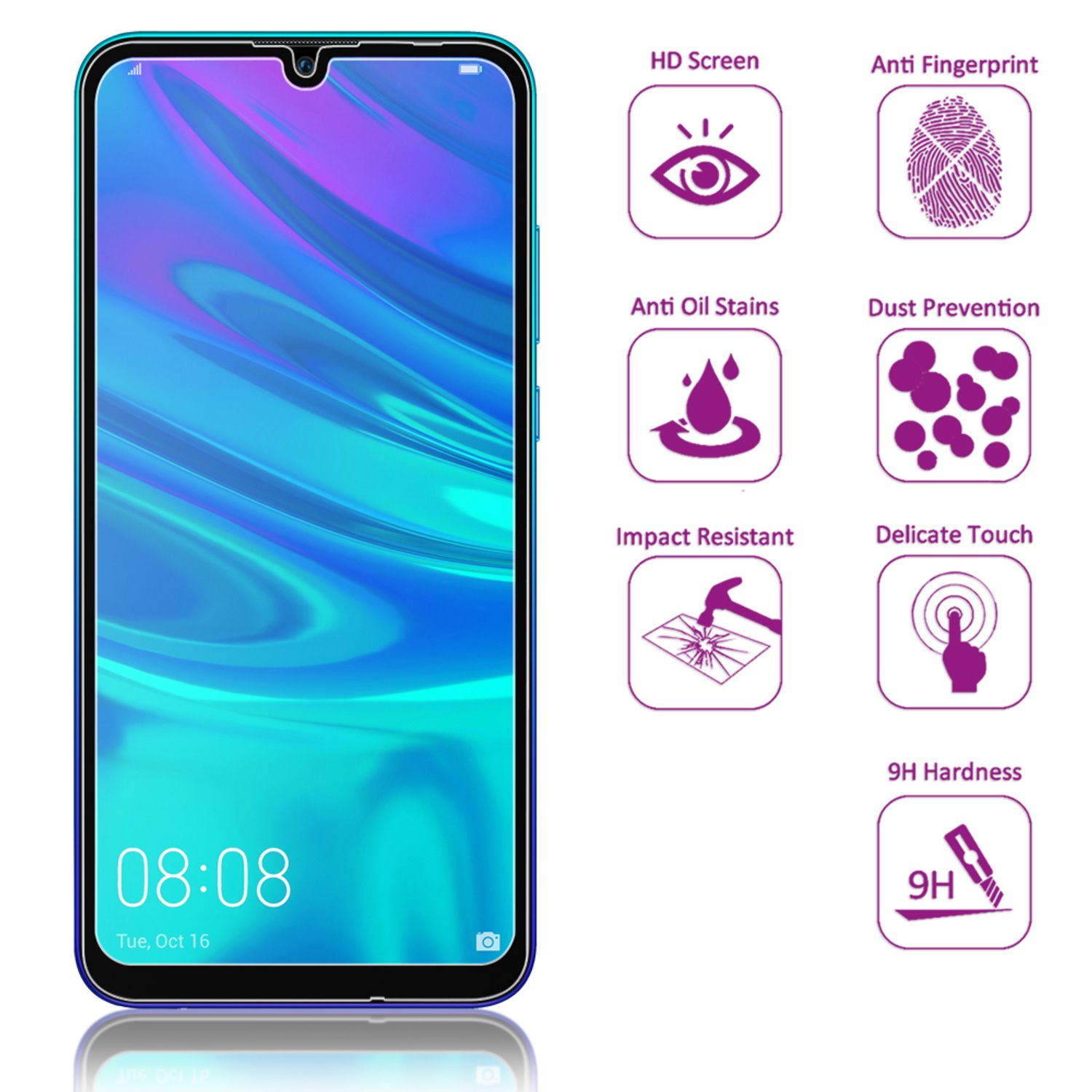 NALIA Schutz Glas für Huawei P smart 2019, 9H Full Cover Display Panzer Folie Default Title NALIA