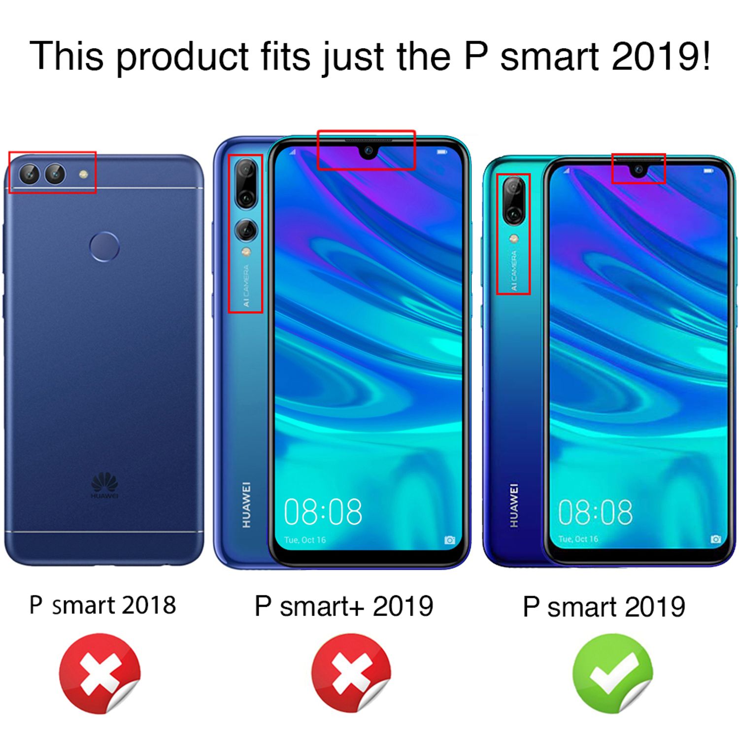 NALIA Schutz Glas für Huawei P smart 2019, 9H Full Cover Display Panzer Folie Default Title NALIA