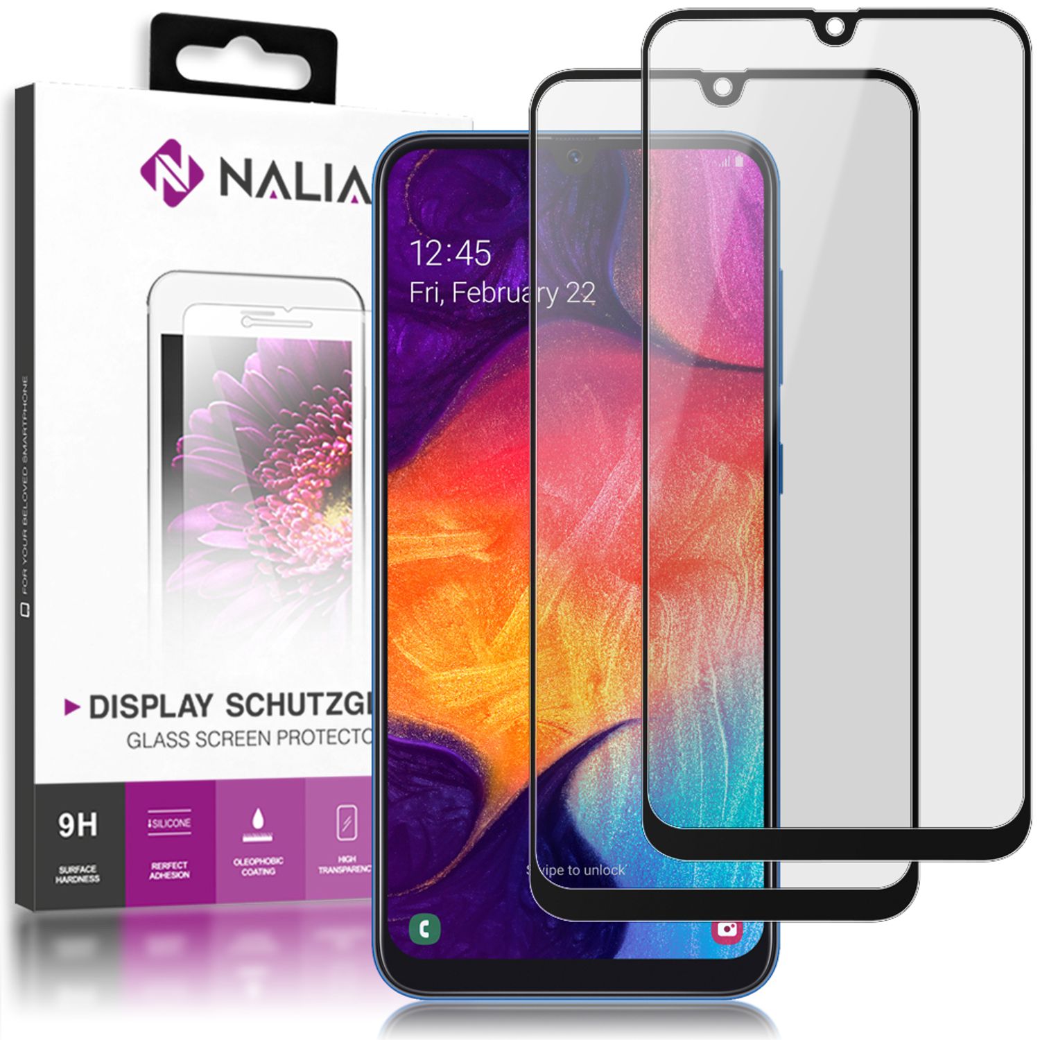 NALIA 2x Schutz Glas für Samsung Galaxy A50, 9H Full Cover Display Panzer Folie Default Title NALIA