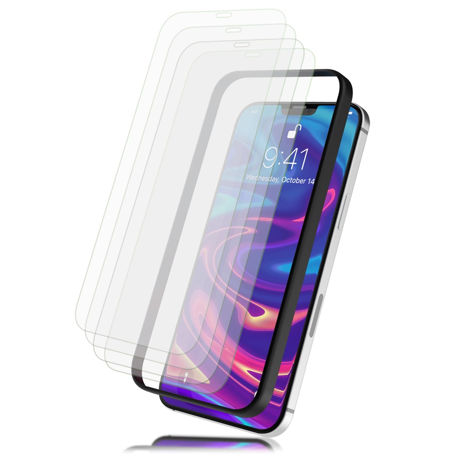 NALIA 4x Schutzglas & Schablone - Set für iPhone 12 Pro Max, Displayschutz Glas