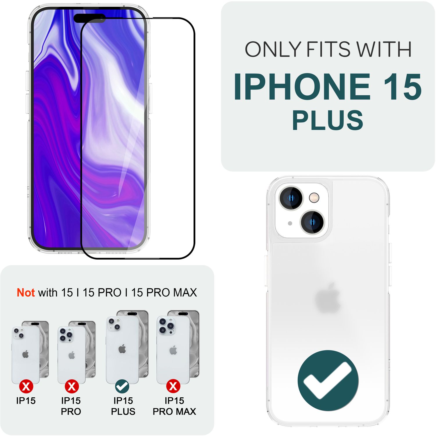 2x Schutzglas mit Applikator für iPhone 15 Plus Full Display Schutz Glas Folie Default Title NALIA GlasSchutz