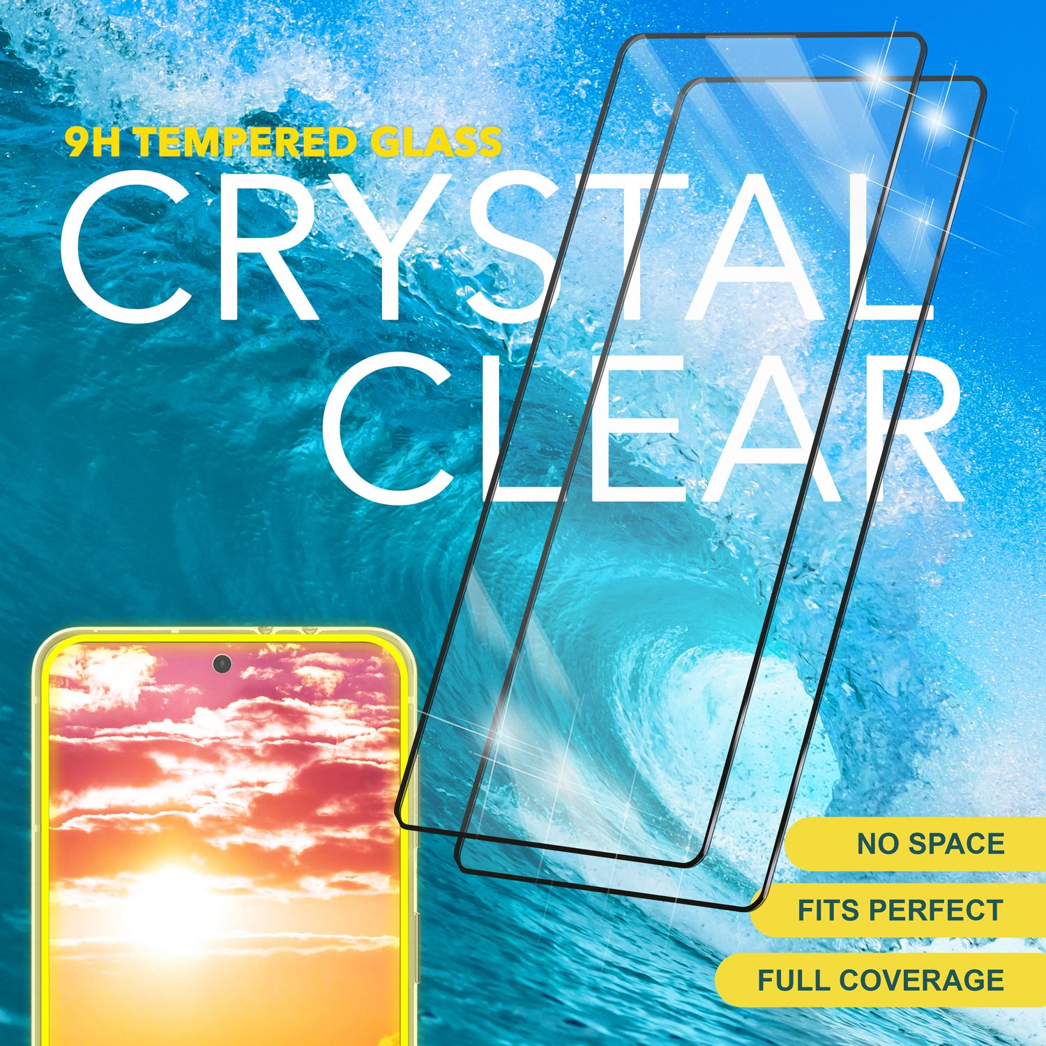 NALIA Set 2x Schutzglas & 1x Applikator für Samsung Galaxy S24 Glas, Klarer Displayschutz & Schablone, 9H Glasfolie Default Title NALIA GlasSchutz