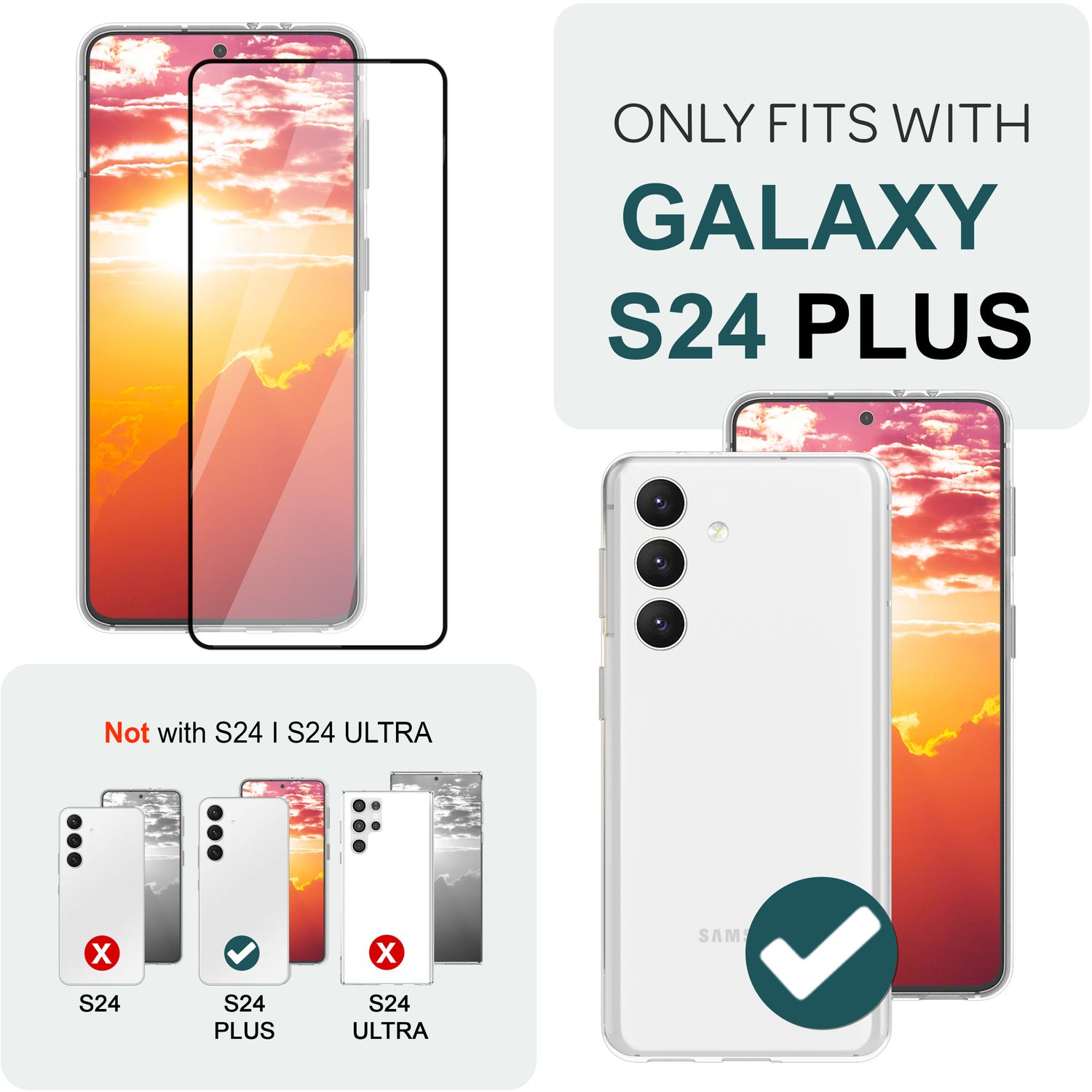 NALIA Set 2x Schutzglas & 1x Applikator für Samsung Galaxy S24 Plus Glas, Klarer Displayschutz & Schablone, 9H Glasfolie Default Title NALIA GlasSchutz