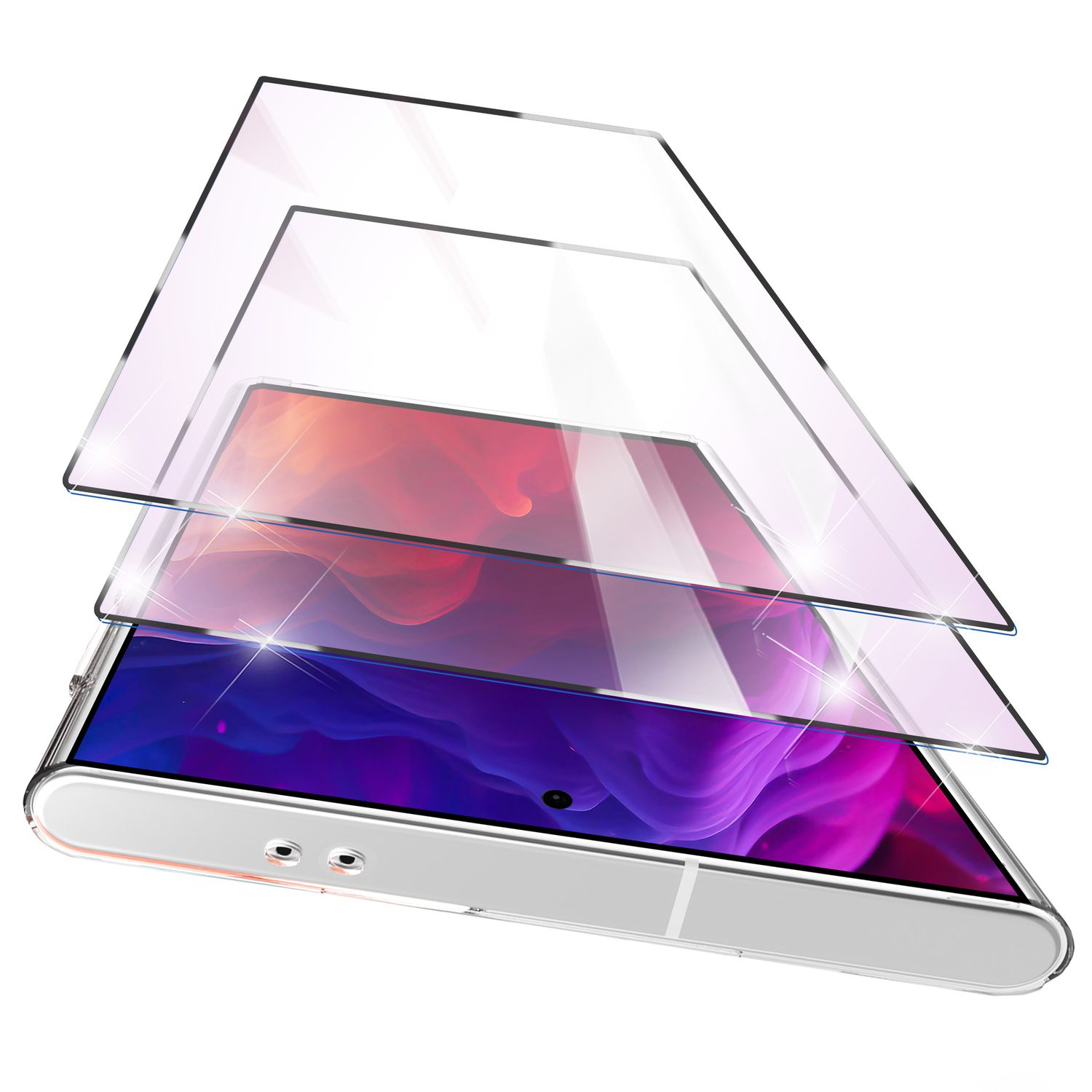 NALIA Set 2x Schutzglas & 1x Applikator für Samsung Galaxy S24 Ultra Glas, Klarer Displayschutz & Schablone, 9H Glasfilm Default Title NALIA GlasSchutz